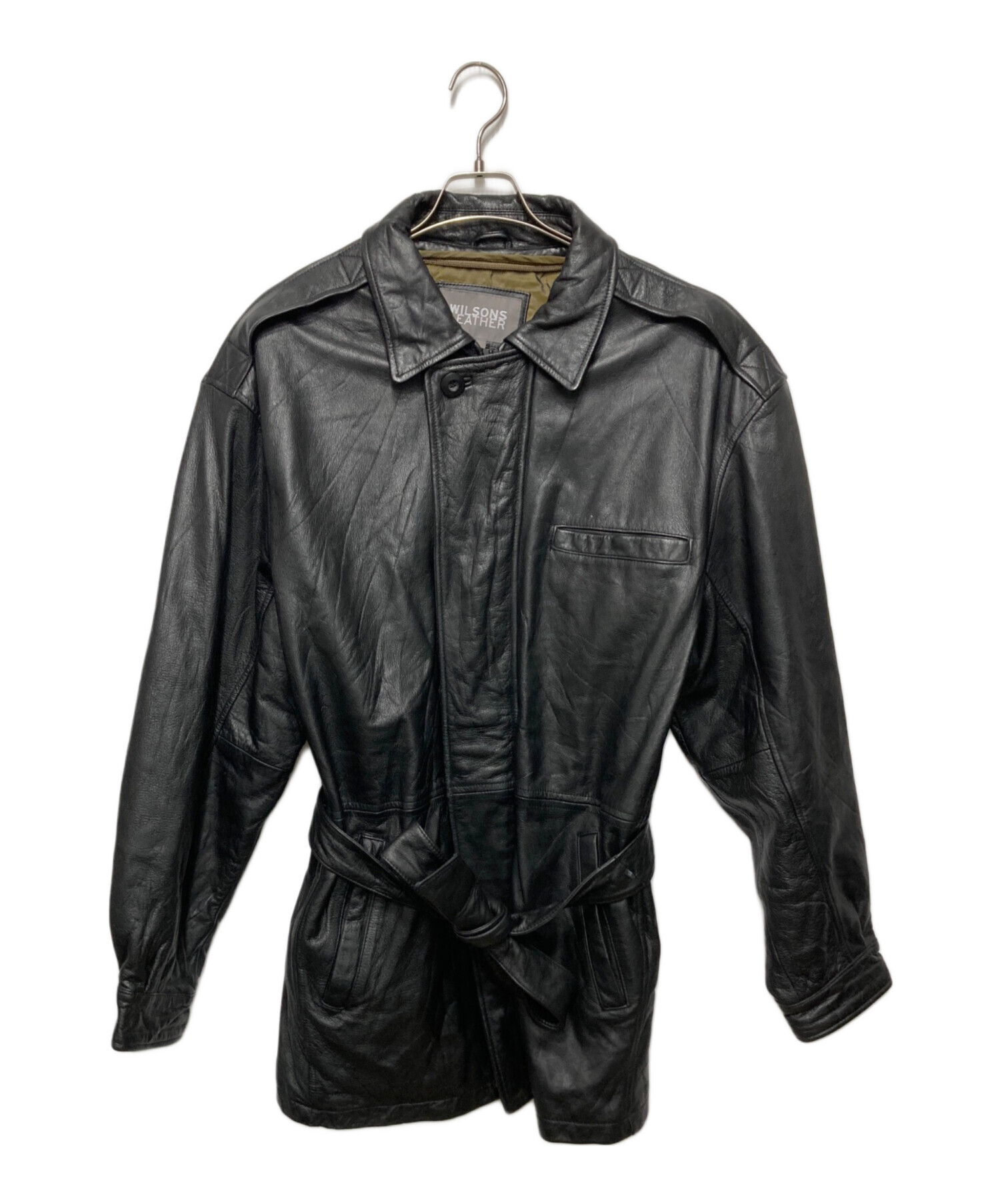 WILSONS レザーブルゾン 黒 XL 上質レザー WILSONS レザージャケット 革ジャン 本革 リアルレザー 黒色 XL相当