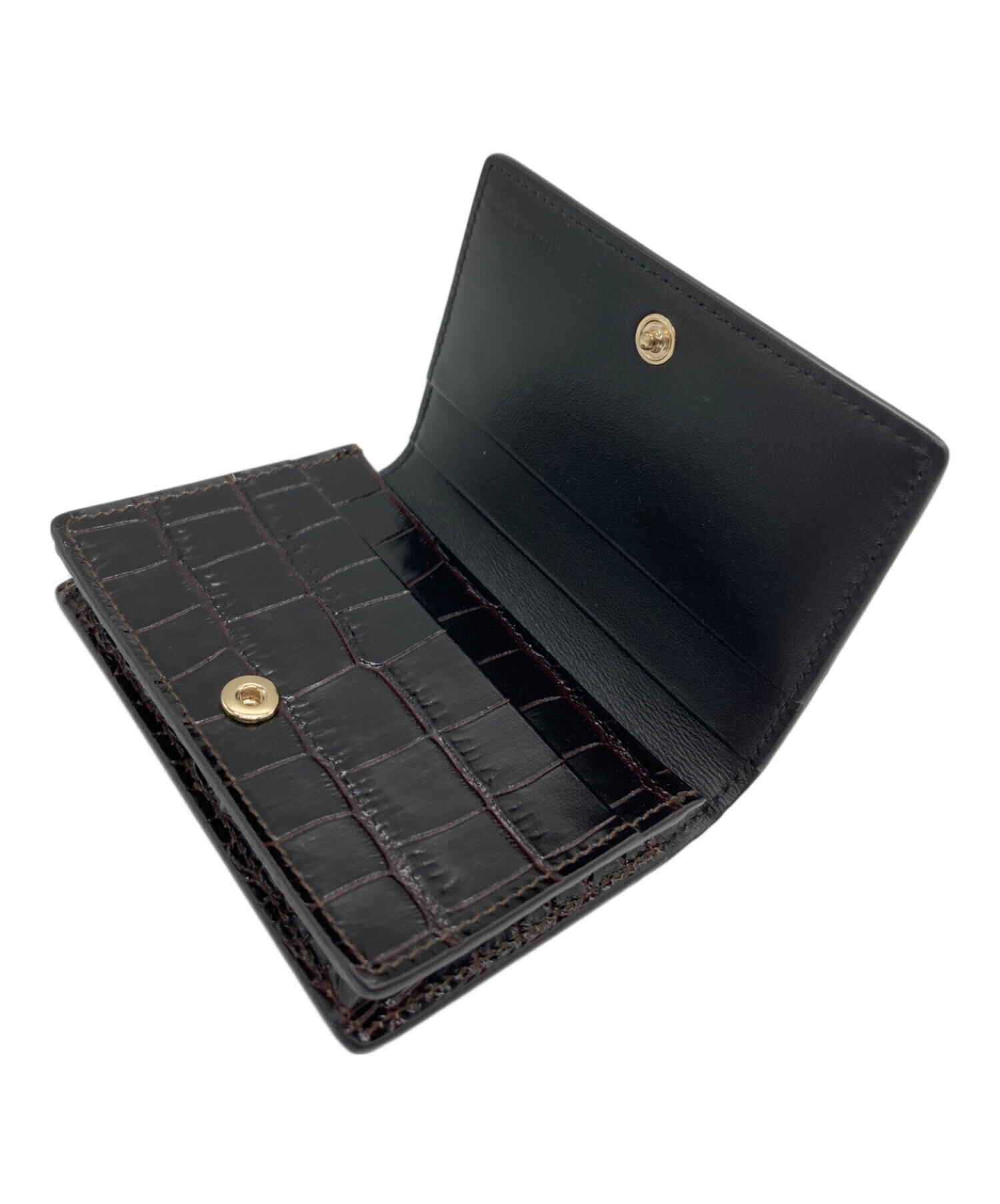 新品未使用✨SMYTHSONスマイソン　ミニウォレット　クロコ型押し　ネイビー 未使用品】 SMYTHSON スマイソン クロコ型押し カードケース 財布