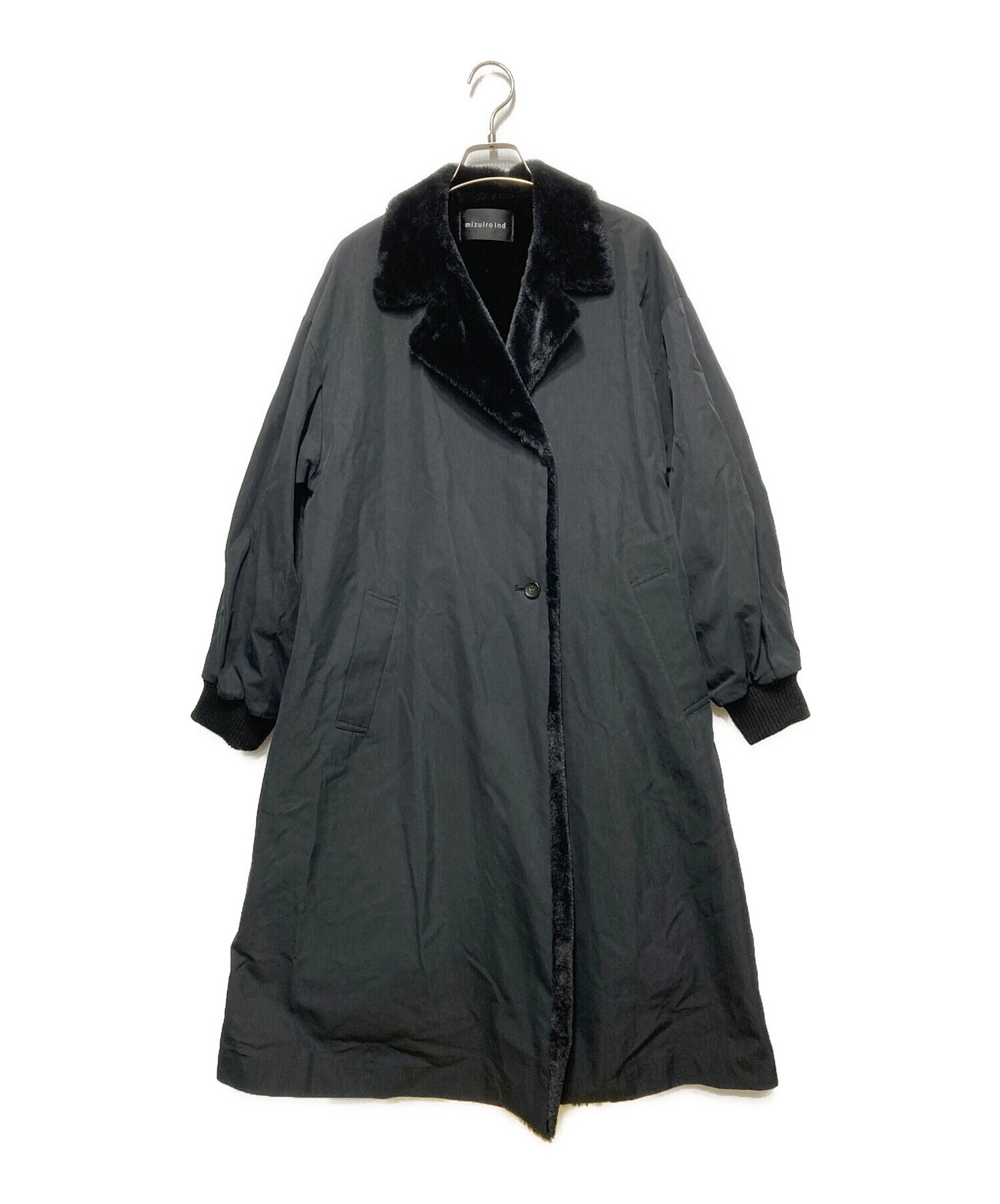ミズイロインド 24AW バックボアコート ブラック フリーサイズ　黒　グレー 中古・古着通販】mizuiro-ind (ミズイロインド) バックボアコート