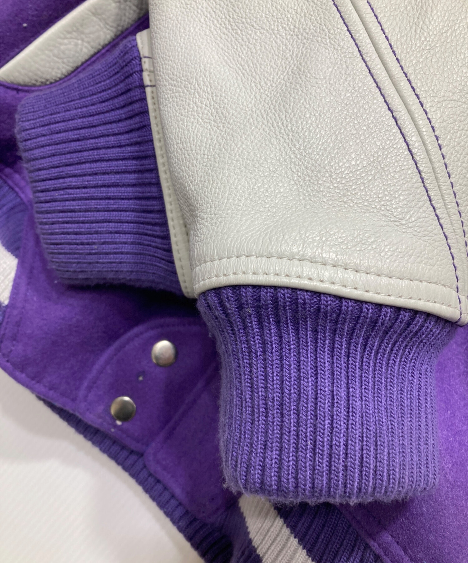 中古・古着通販】JORDAN (ジョーダン) アームレザースタジャン/PURPLE