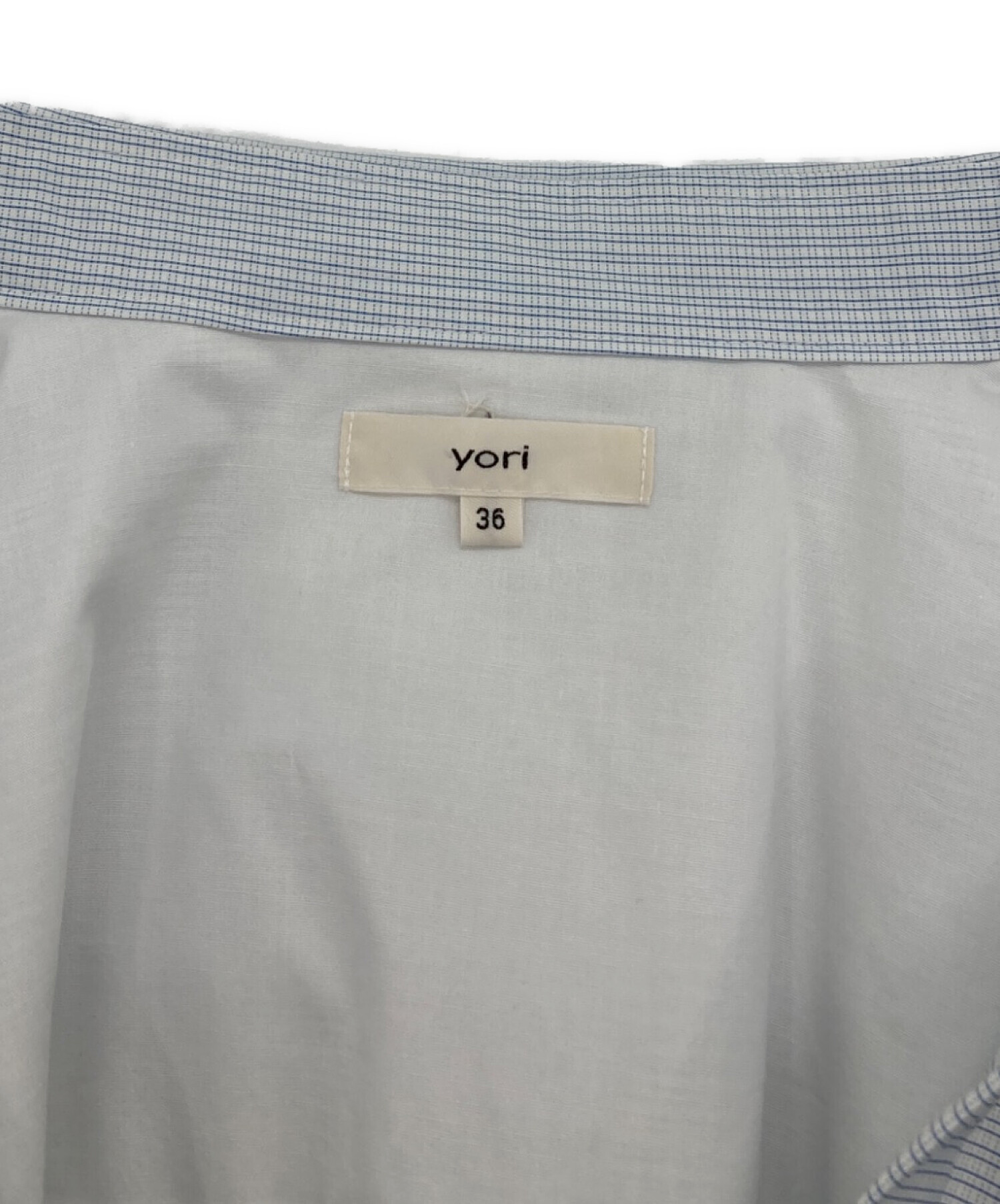 中古・古着通販】YORI (ヨリ) セーラーリボンチェックシャツ ブルー