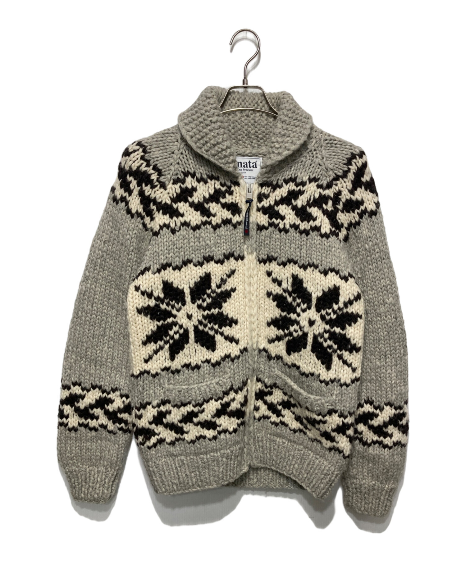 YT 美品　KANATA カナダ製　カウチンセーター　ジャケット 中古・古着通販】KANATA (カナタ) カウチンニットジャケット グレー