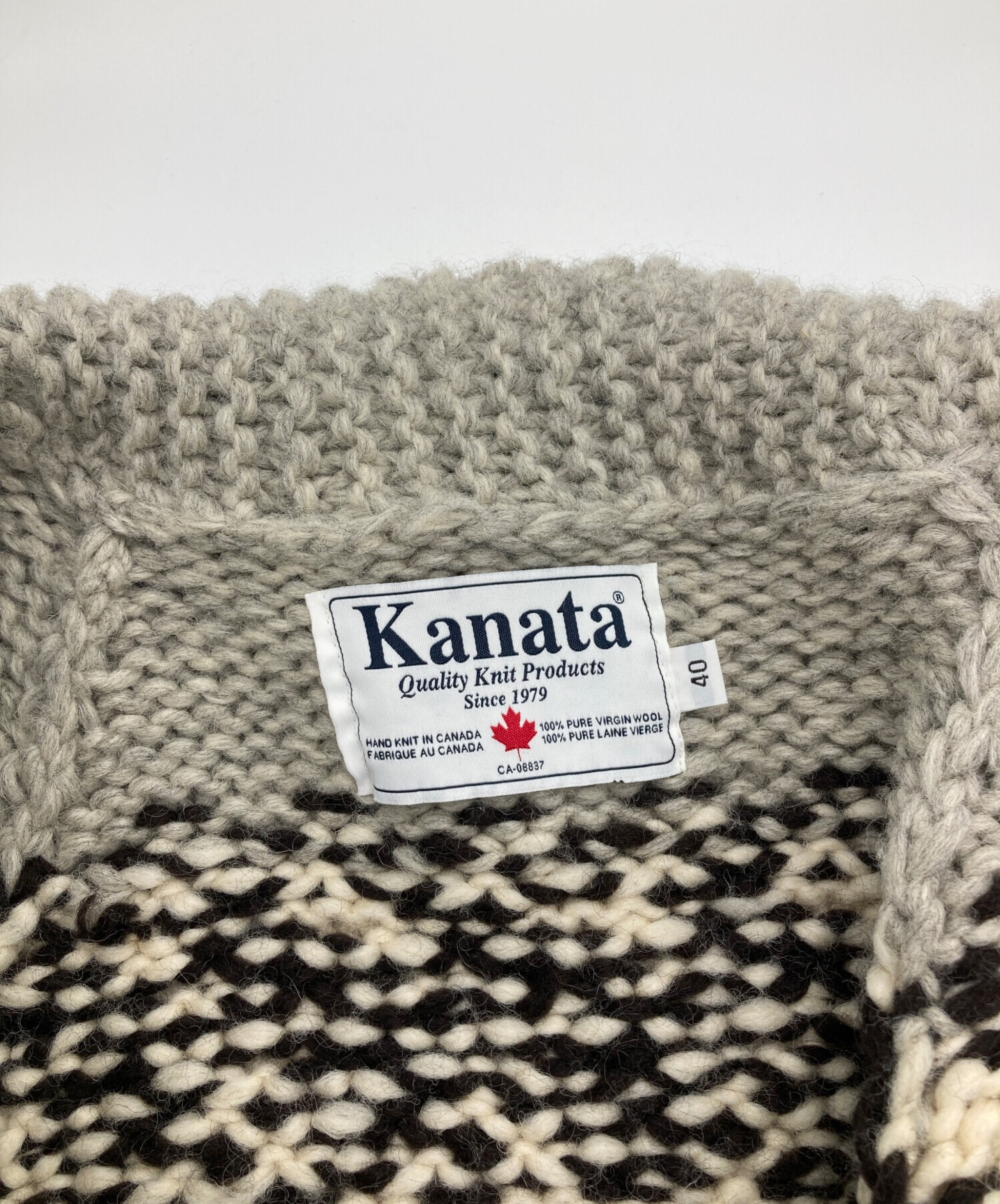 中古・古着通販】KANATA (カナタ) カウチンニットジャケット グレー