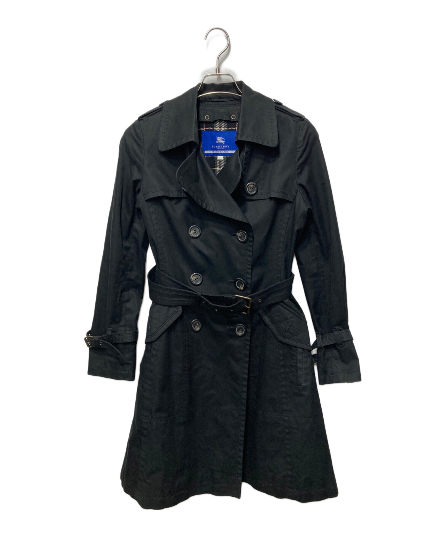 【美品】希少バーバリーブルーレーベル　40 ノバチェック　ロングコート　ブラック 中古・古着通販】BURBERRY BLUE LABEL (バーバリー ブルー レーベル