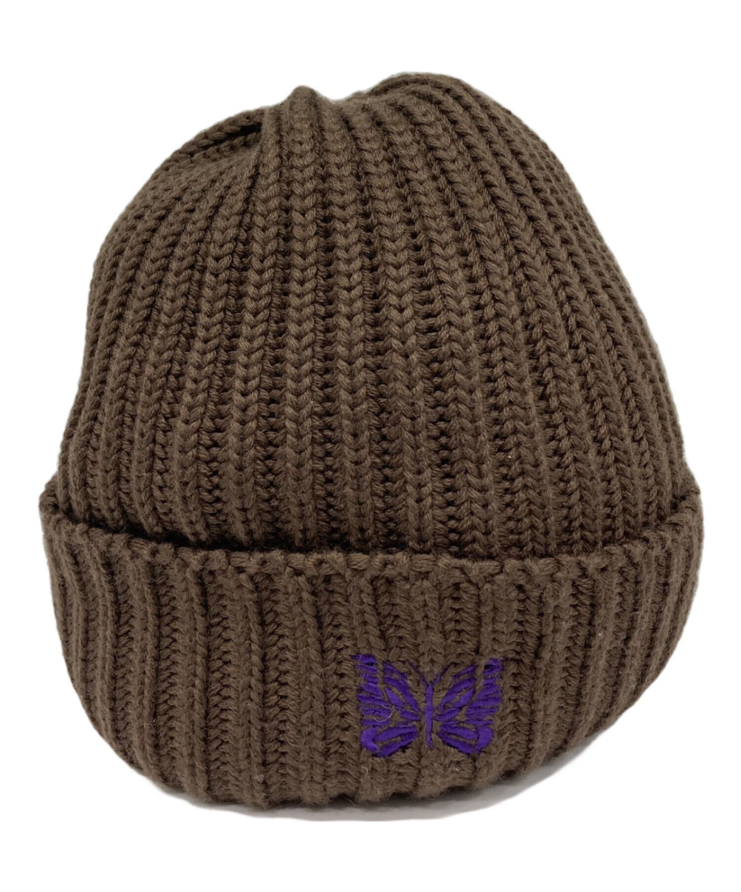 中古・古着通販】Needles (ニードルズ) ロゴ刺繍ニット帽 ブラウン