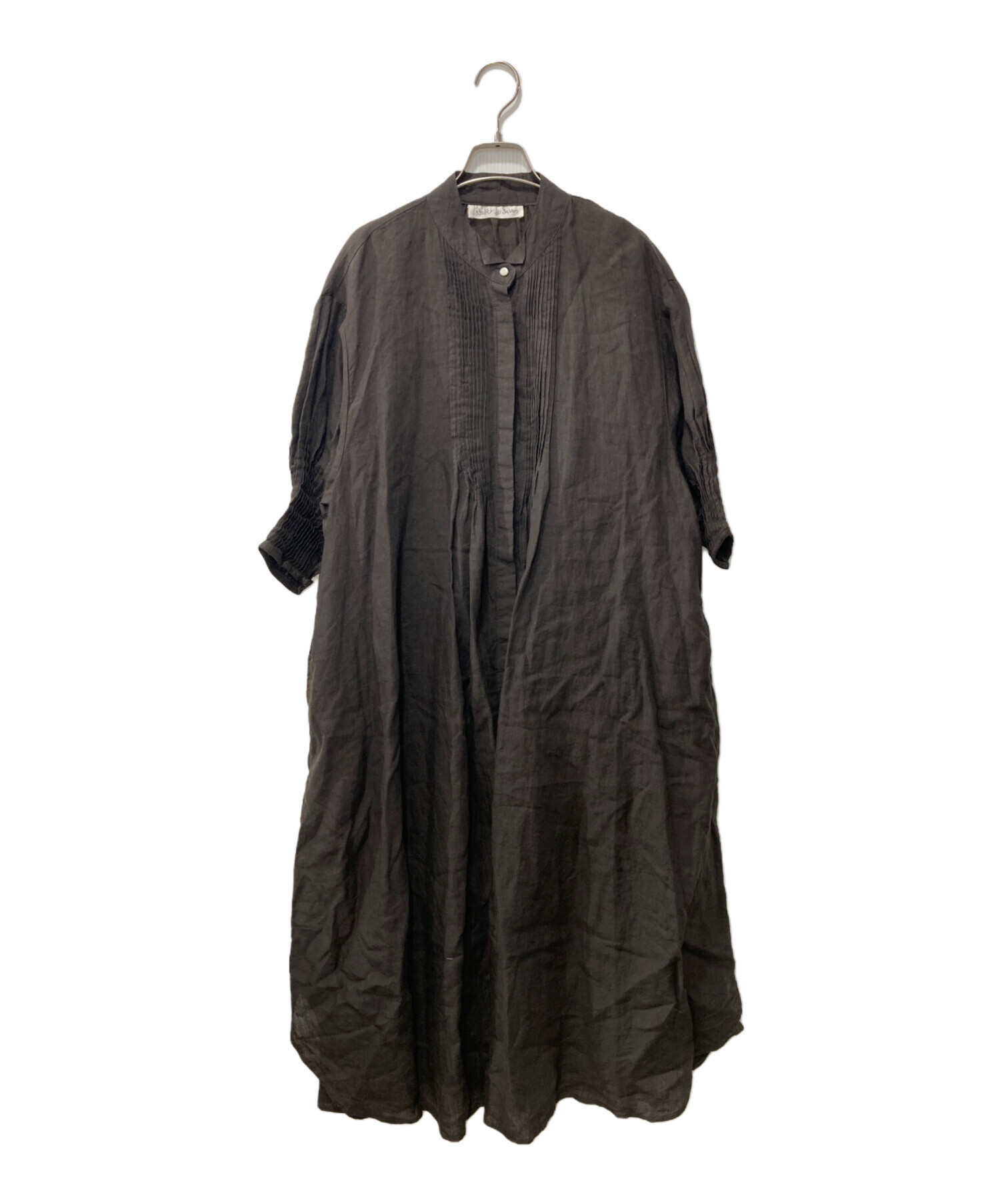 l'atelier du savonリネンロングワンピース濃紺 刺繍 麻100% l'atelier du savonリネンロングワンピース濃紺 刺繍 麻100% du l