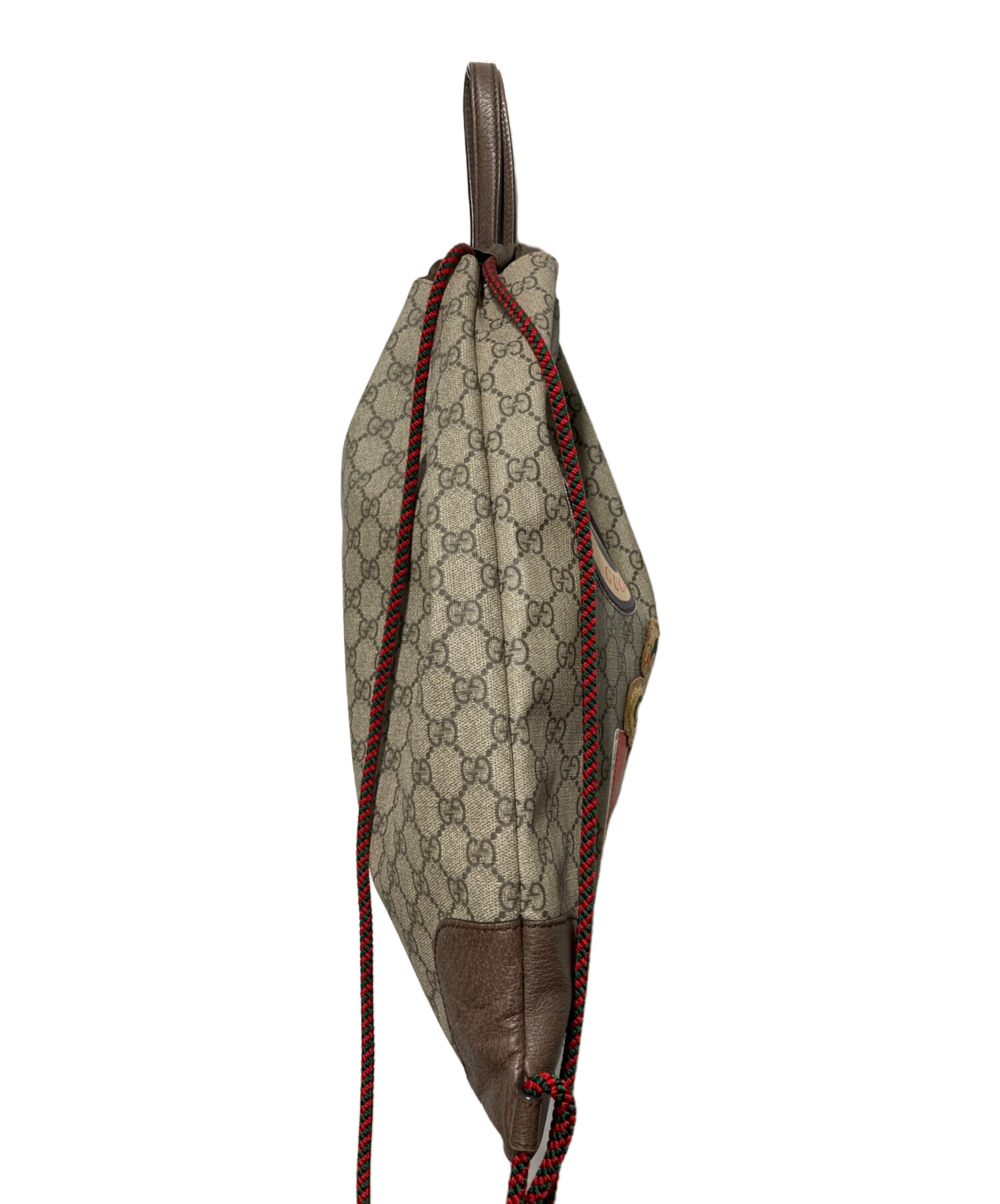 グッチ　GUCCI GGスプリーム　タイガーリュックサック　巾着バッグ　値下げ可 中古・古着通販】GUCCI (グッチ) GGスプリーム ドローストリング