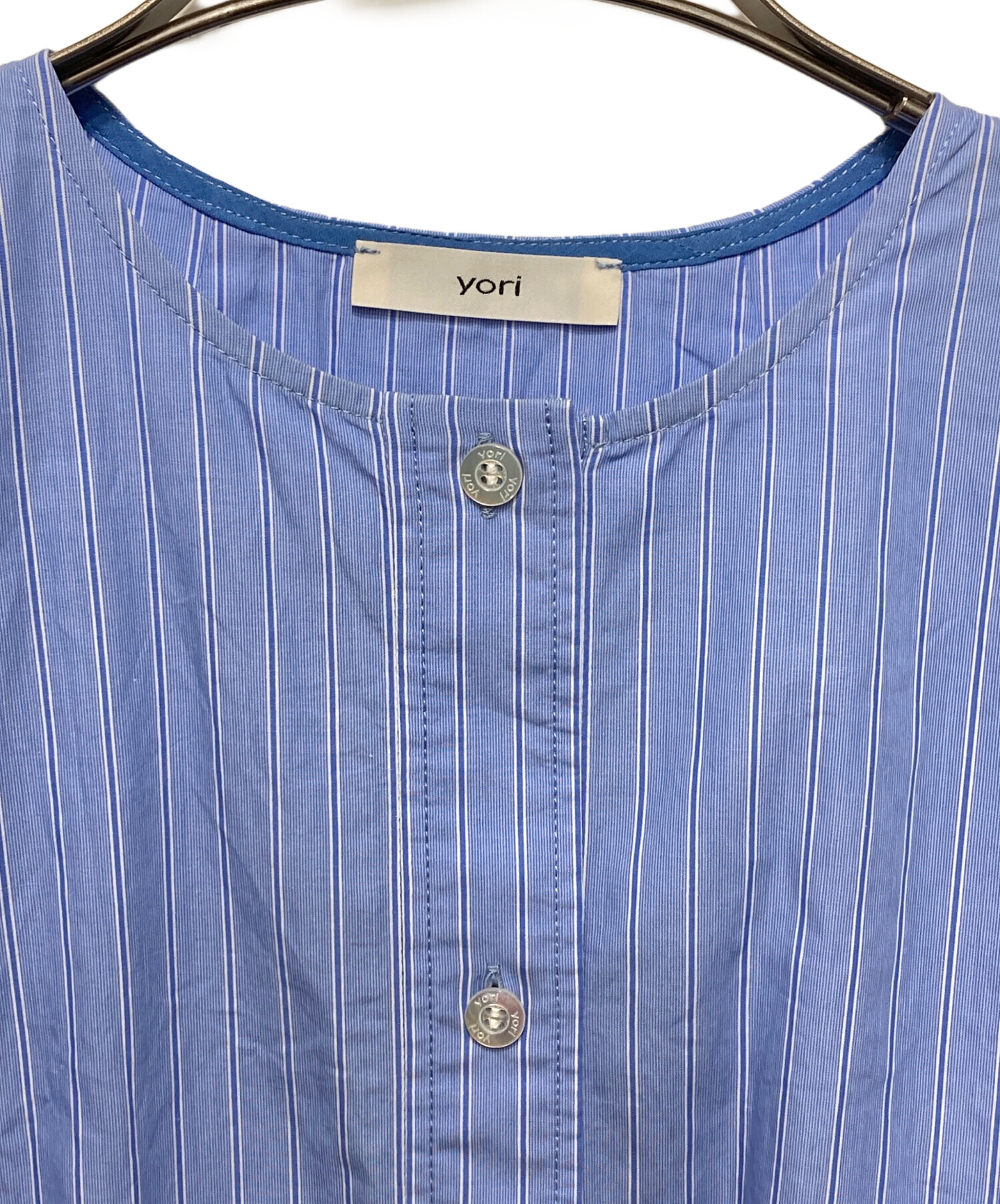 中古・古着通販】YORI (ヨリ) ウェッジラインブラウス ブルー サイズ:F 