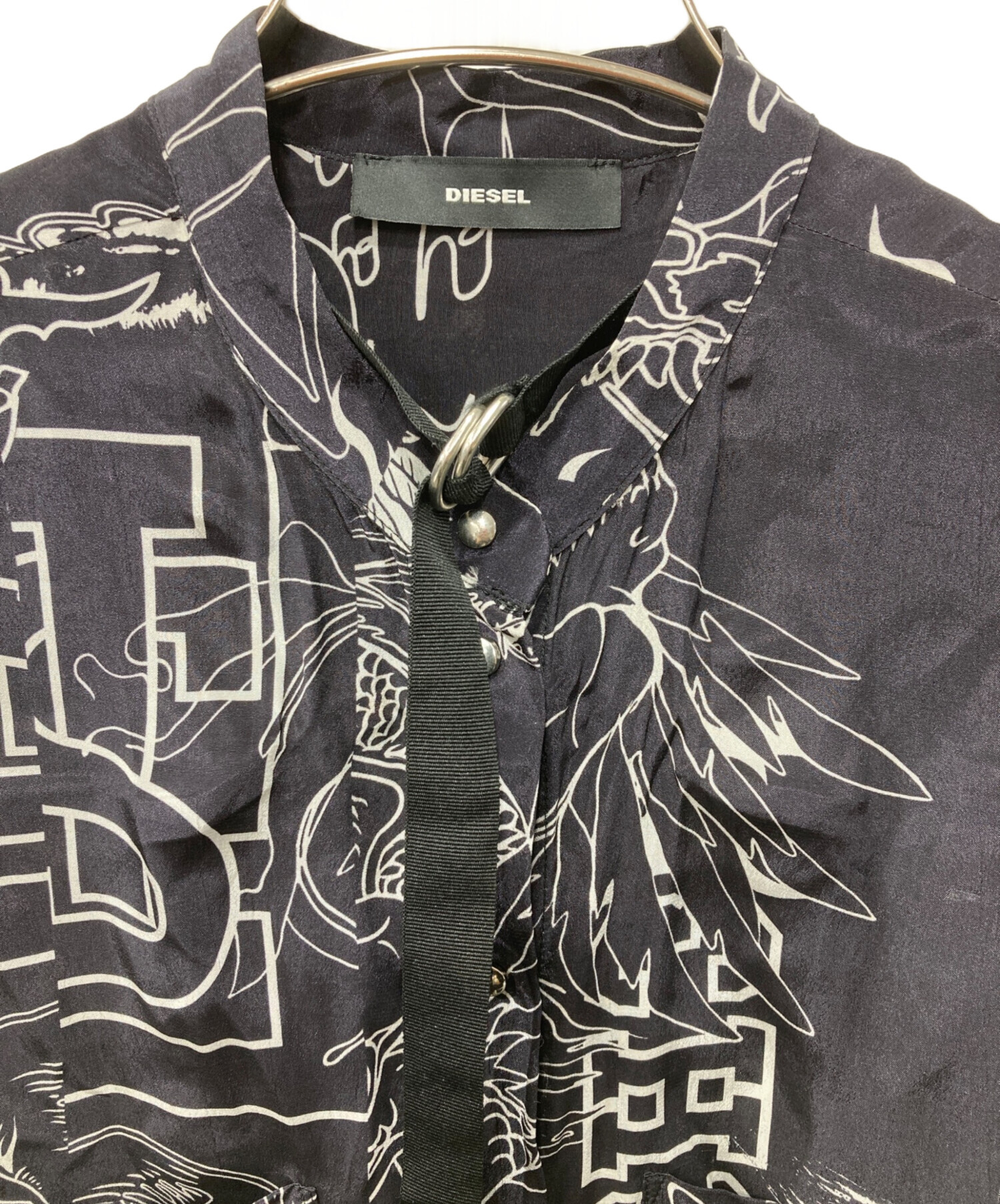 ☆高級モデル レーヨン100%☆ ディーゼル DIESELトロンプルイユ シャツ 中古・古着通販】DIESEL (ディーゼル) レーヨンシャツワンピース