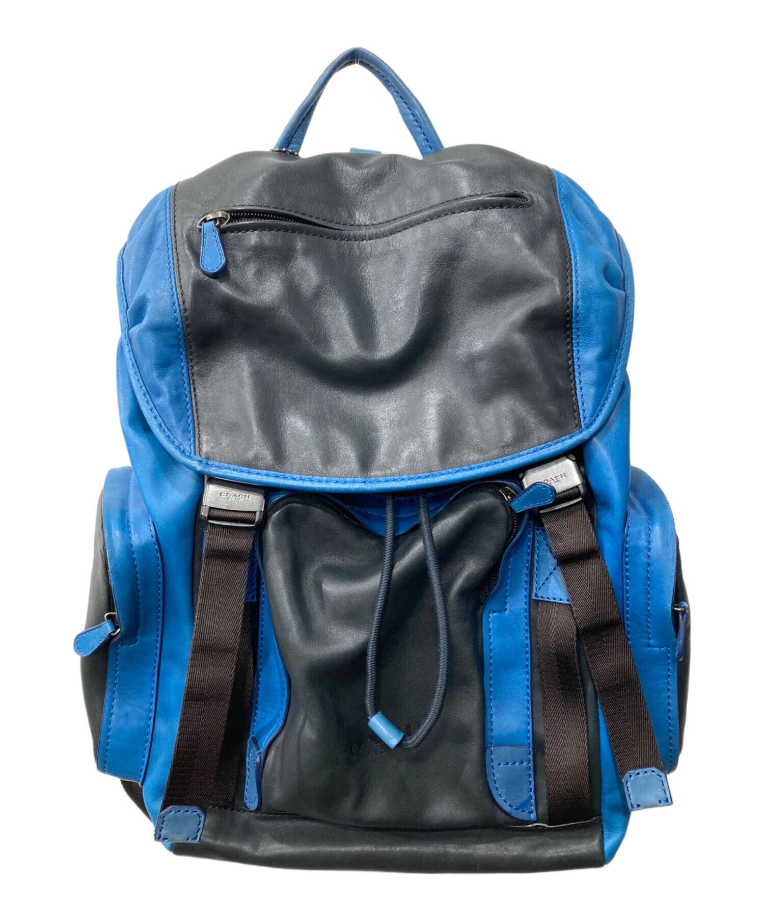COACH 青色 リュック・バックパック 中古・古着通販】COACH (コーチ) レザーリュック ブルー｜ブランド