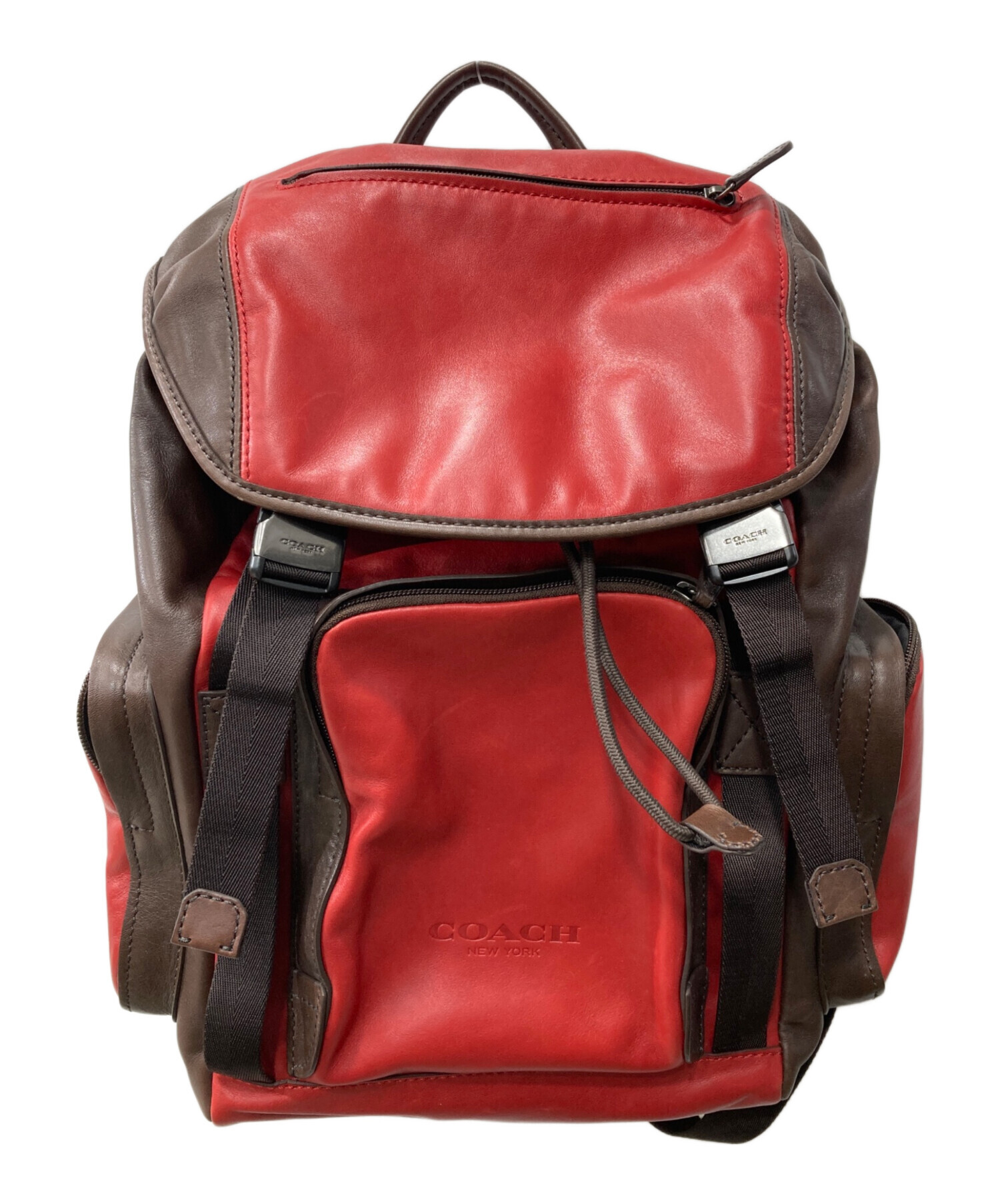 中古・古着通販】COACH (コーチ) レザーリュック レッド｜ブランド 