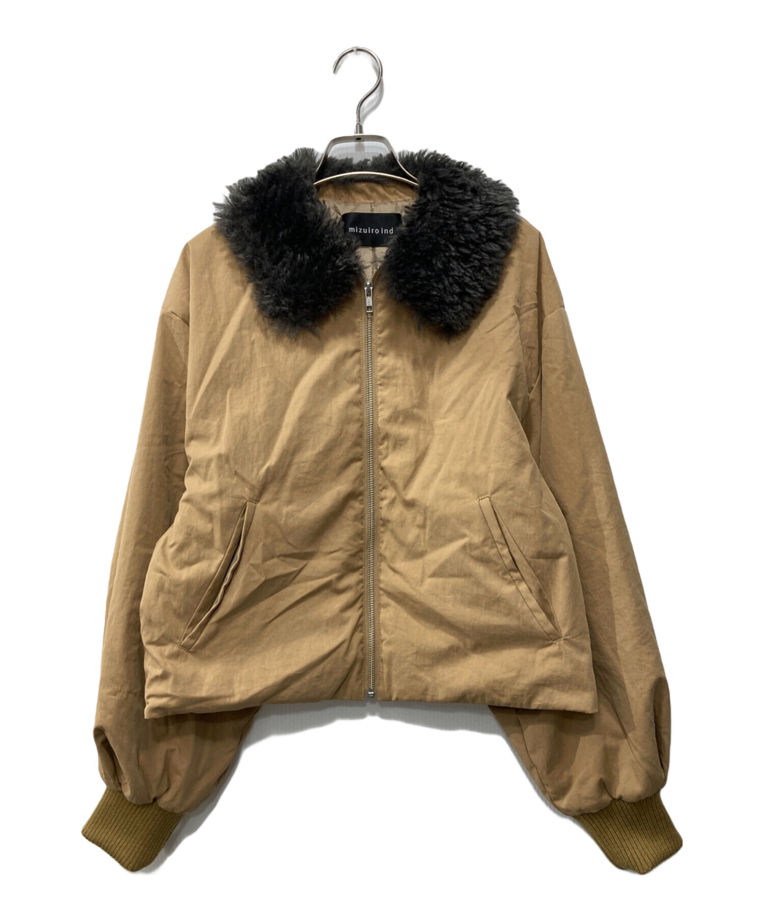mizuiro ind ボアカラーショートジャケット 即日発送 mizuiro ind(ミズイロインド)｜ボアカラーショートジャケット/beige の