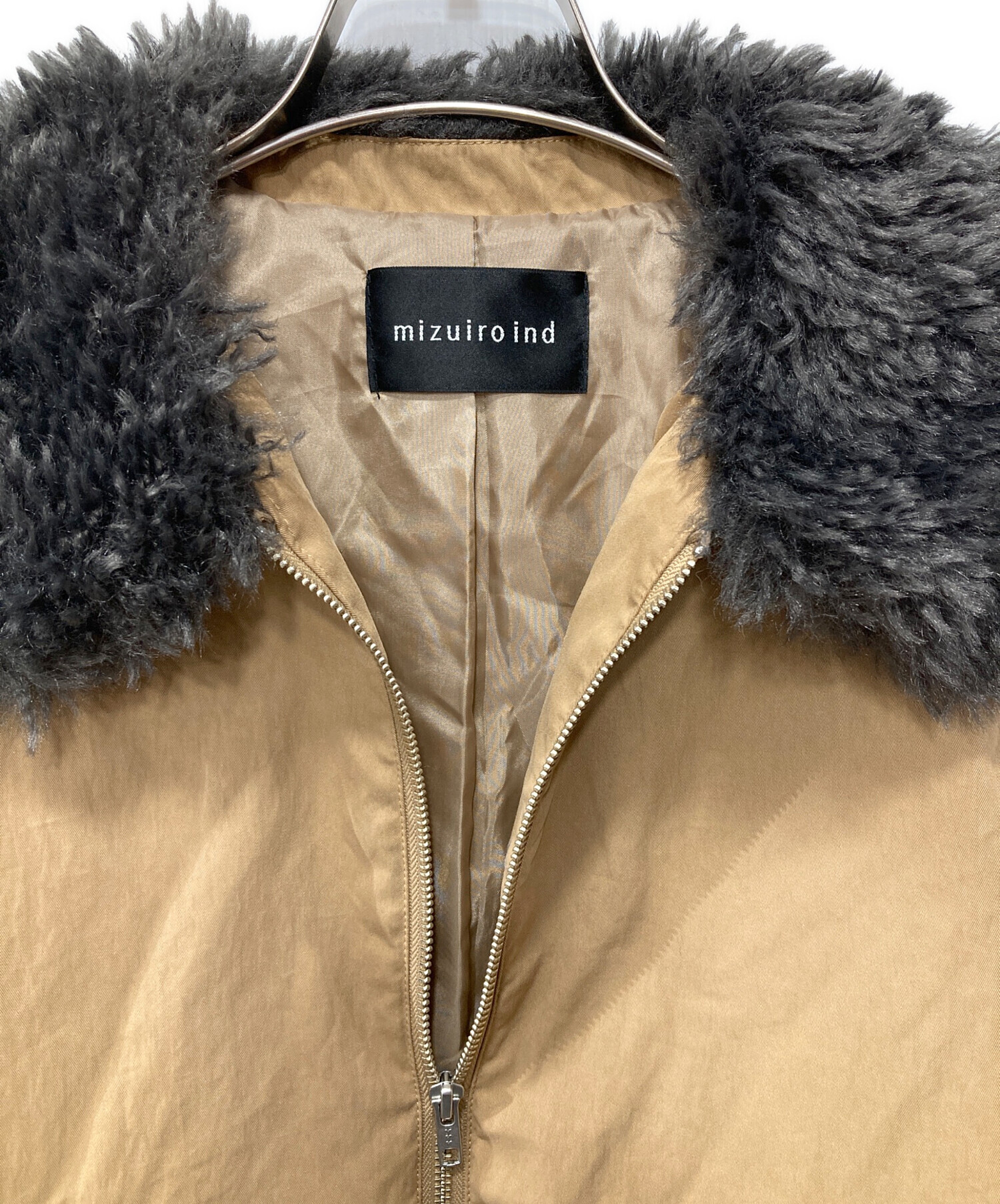 mizuiro ind ボアカラーショートジャケット 即日発送 mizuiro ind(ミズイロインド)｜ボアカラーショートジャケット/beige の