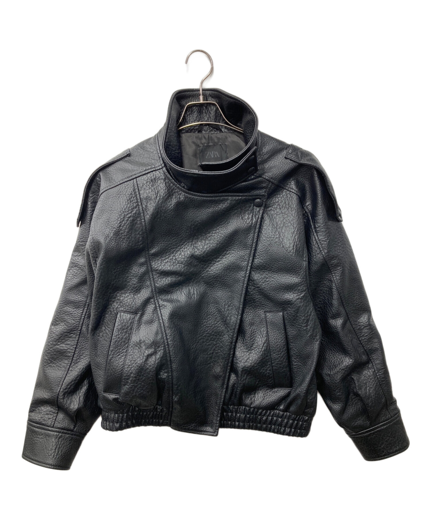 中古・古着通販】ZARA (ザラ) エコレザージャケット ブラック サイズ:M 