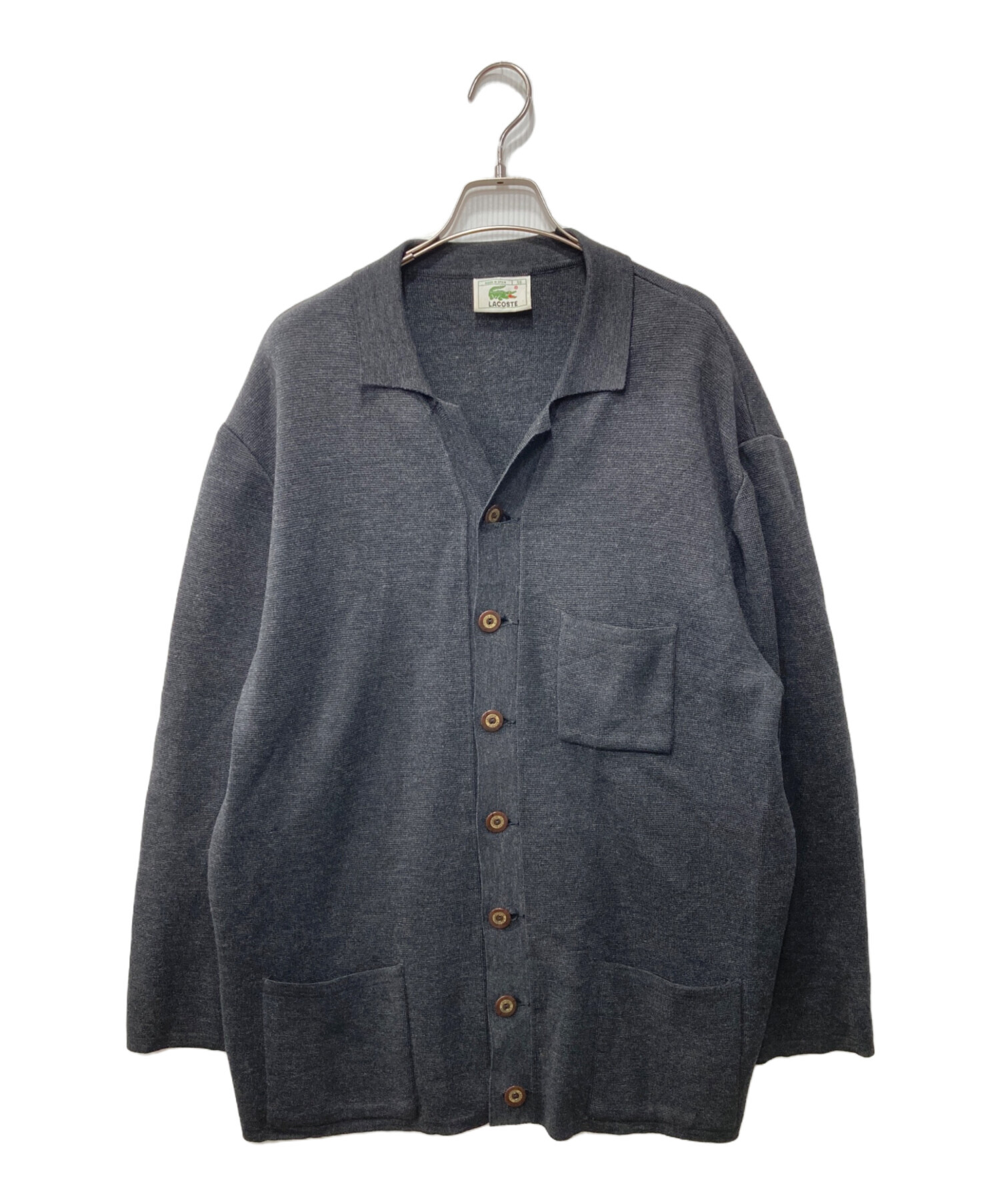 中古・古着通販】LACOSTE (ラコステ) ニットジャケット グレー サイズ 