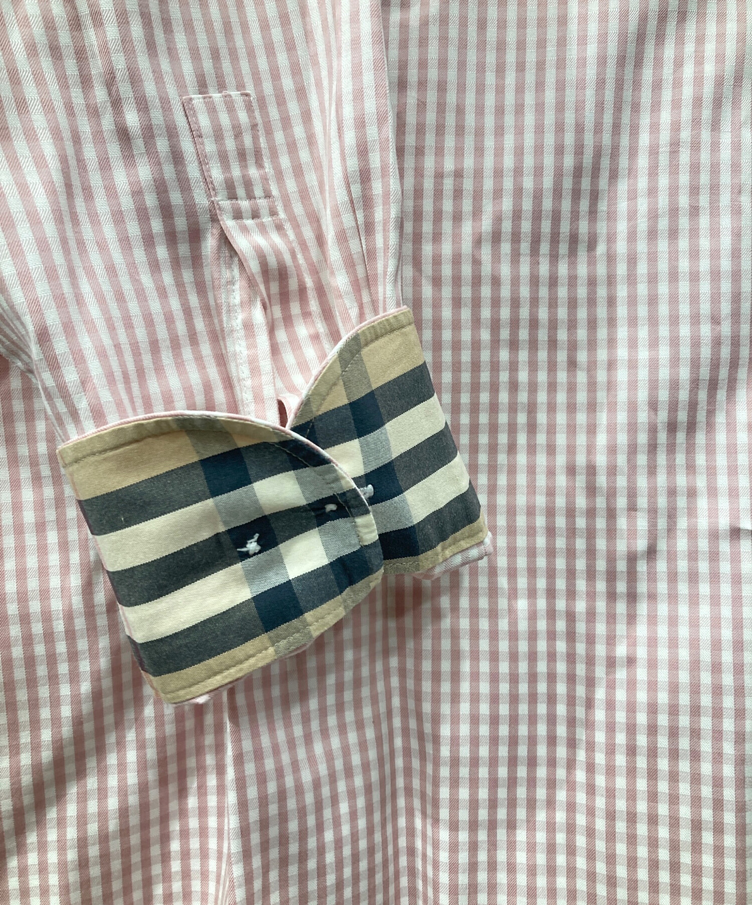 中古・古着通販】BURBERRY (バーバリー) チェックBDシャツ ピンク 