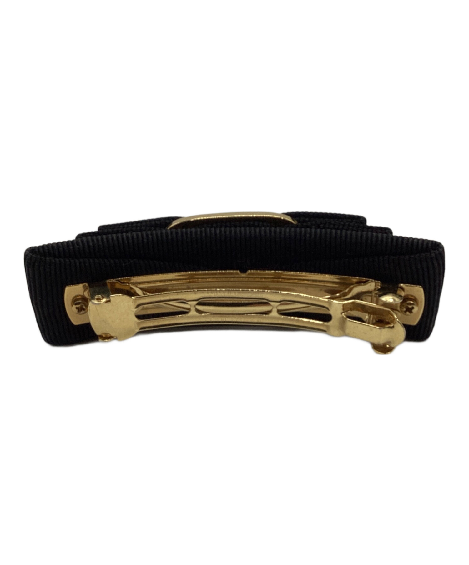 フェラガモ 　ヴァラ　ブラック　ゴールド　リボン　バレッタ　【used】 中古・古着通販】Salvatore Ferragamo (サルヴァトーレ フェラガモ
