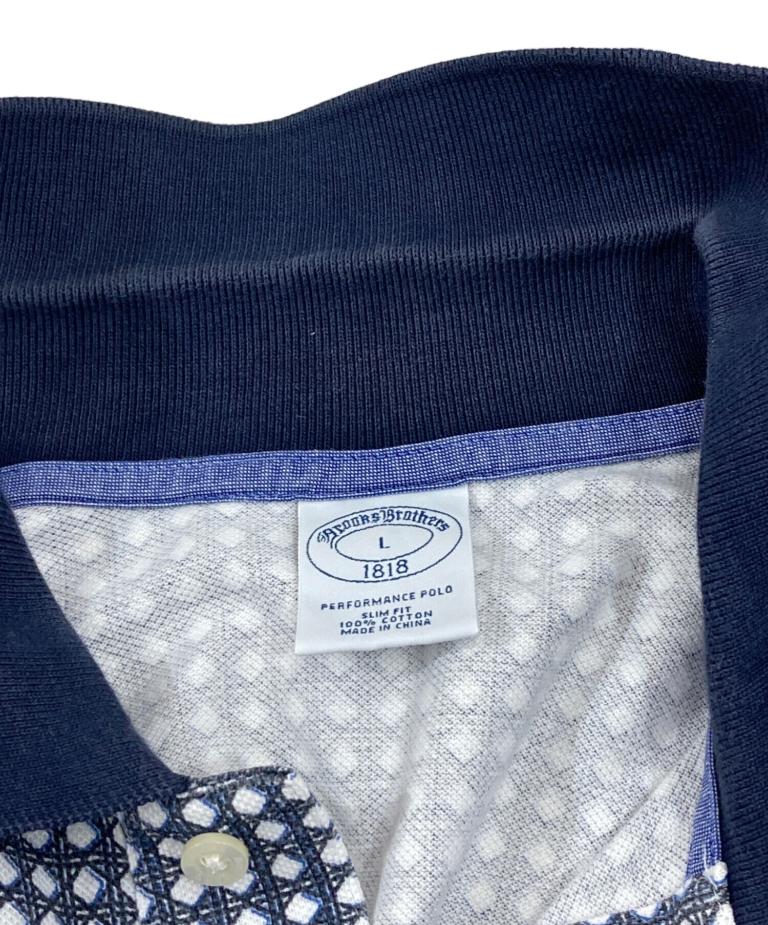 Brooks Brothers ネイビー 長袖ポロシャツ L ベロア　usa製 GF スーピマコットン ストレッチピケ ロングスリーブポロシャツ Slim