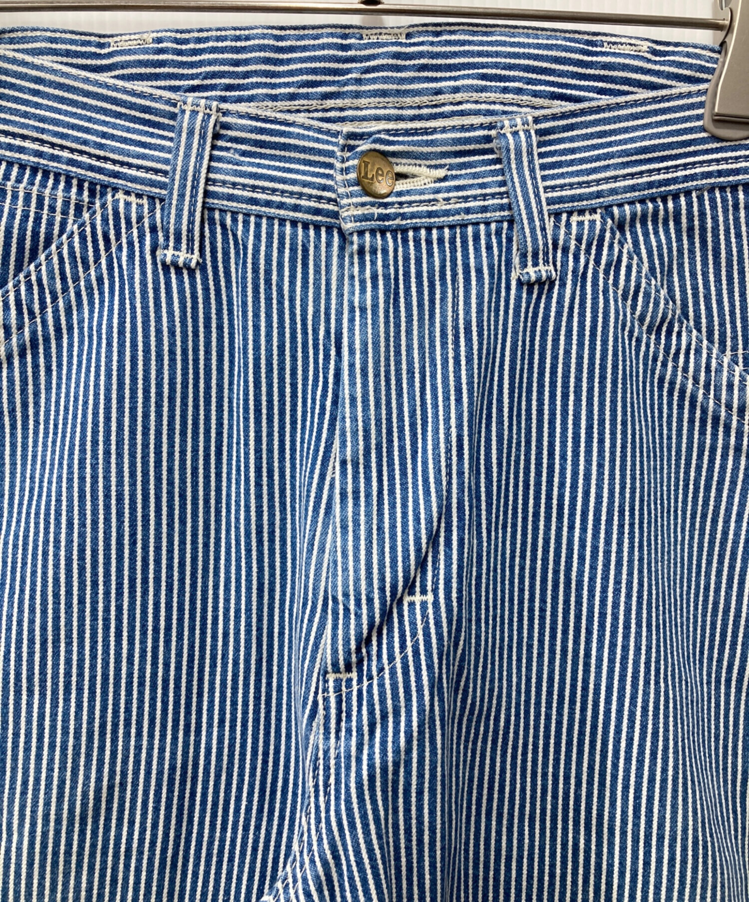 中古・古着通販】LEE (リー) ヒッコリーワークパンツ ブルー×ホワイト
