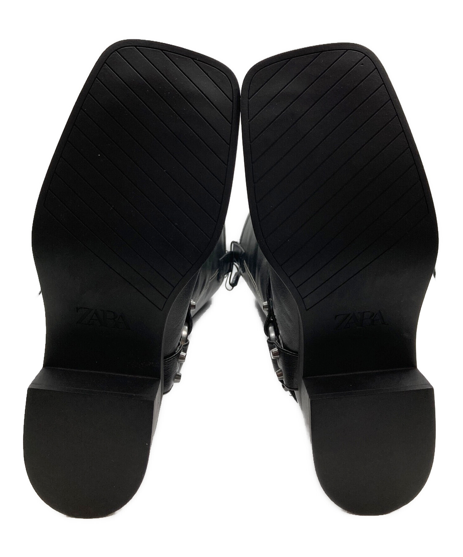 中古・古着通販】ZARA (ザラ) ロングバイカーブーツ ブラック サイズ
