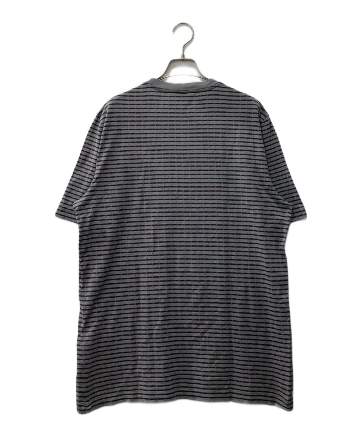 ルイヴィトン ボーダー　ポロシャツ　メンズ半袖　Tシャツ トップス　S グレー 古着 LOUIS VUITTON ルイヴィトン ボーダー柄 半袖 ポロシャツ S