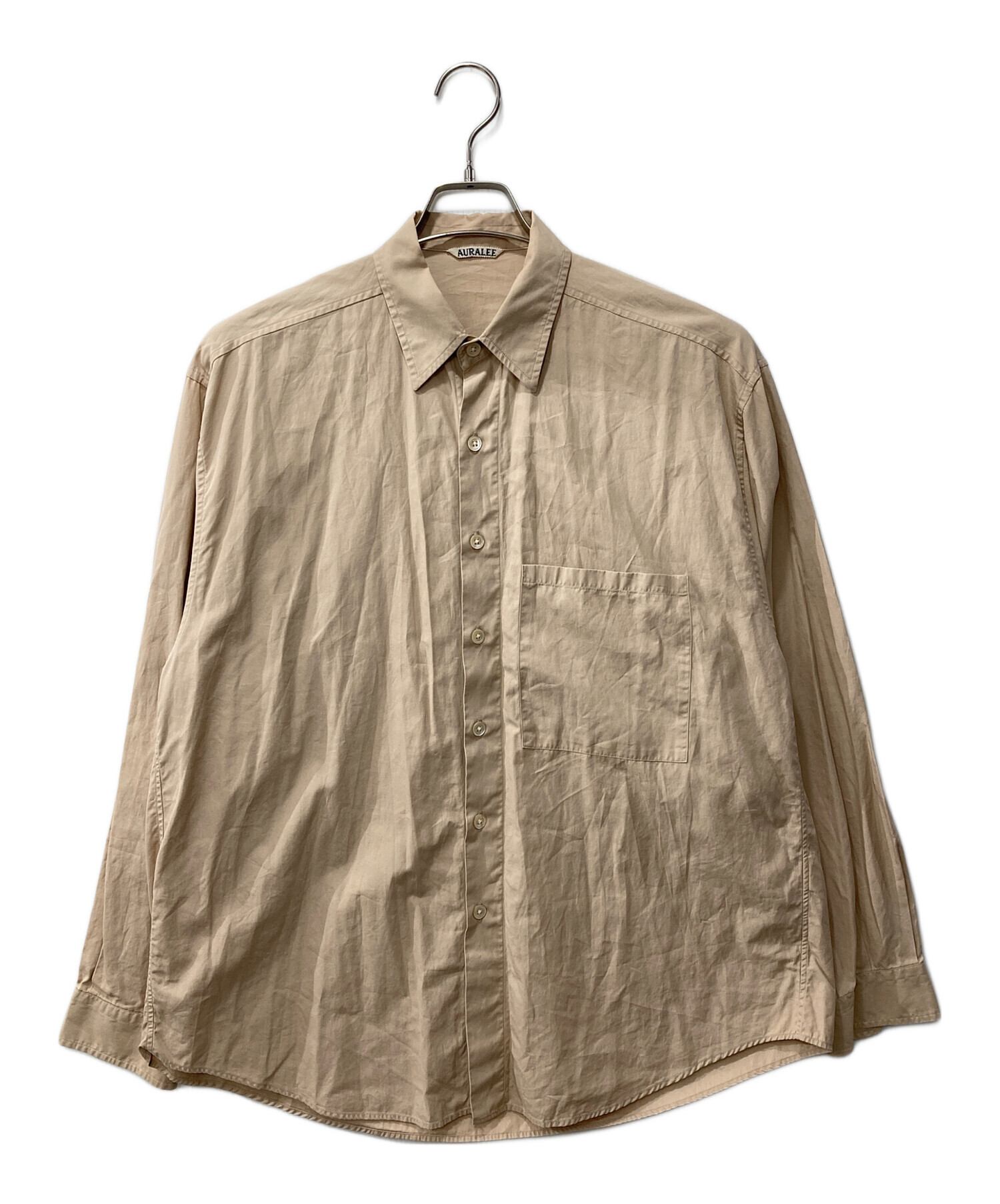 古着 AURALEE 長袖シャツ グレージュ 4 中古・古着通販】AURALEE (オーラリー) WASHED FINX TWILL BIG SHIRTS