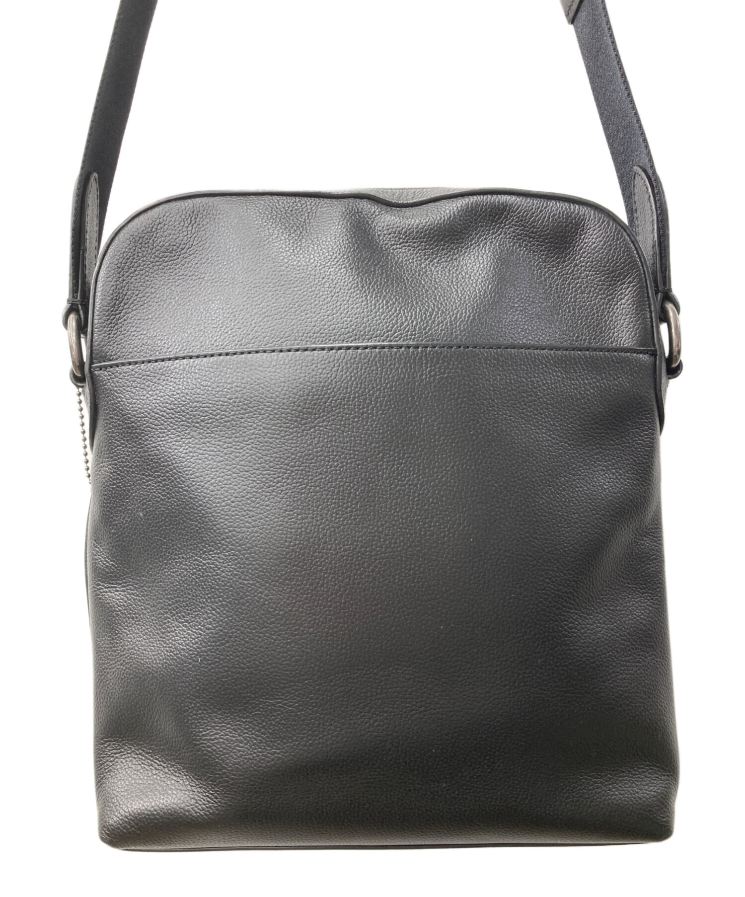極美品 コーチ ショルダーバック フライト ヒューストン レザー ブラック 中古・古着通販】COACH (コーチ) スムース レザー ヒューストン