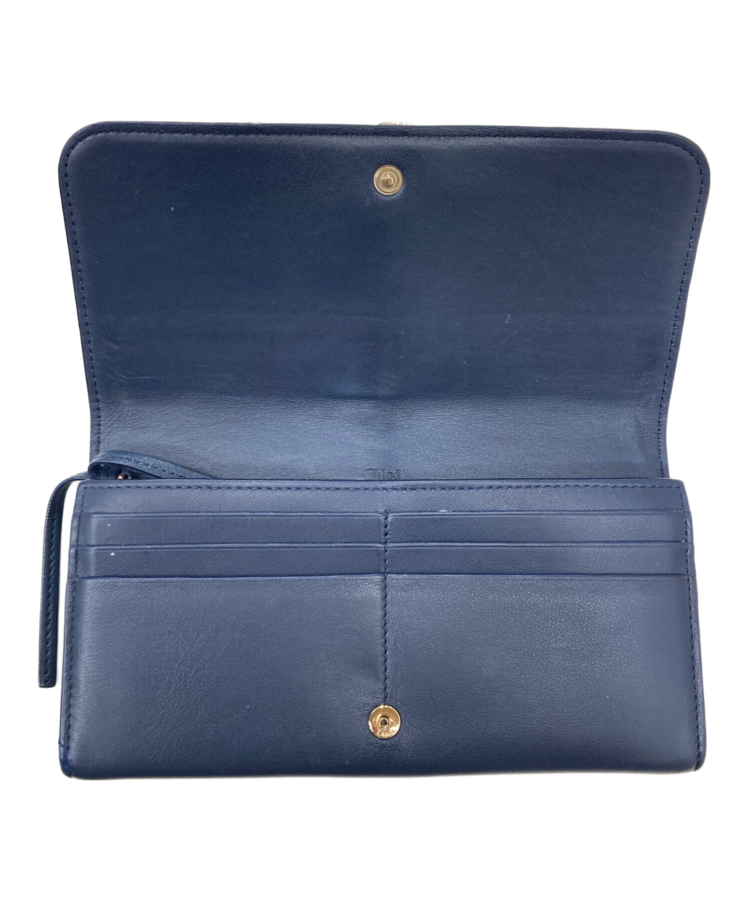 Chloe アルファベット長財布 ブルー 中古・古着通販】Chloe (クロエ) アルファベット長財布 ネイビー