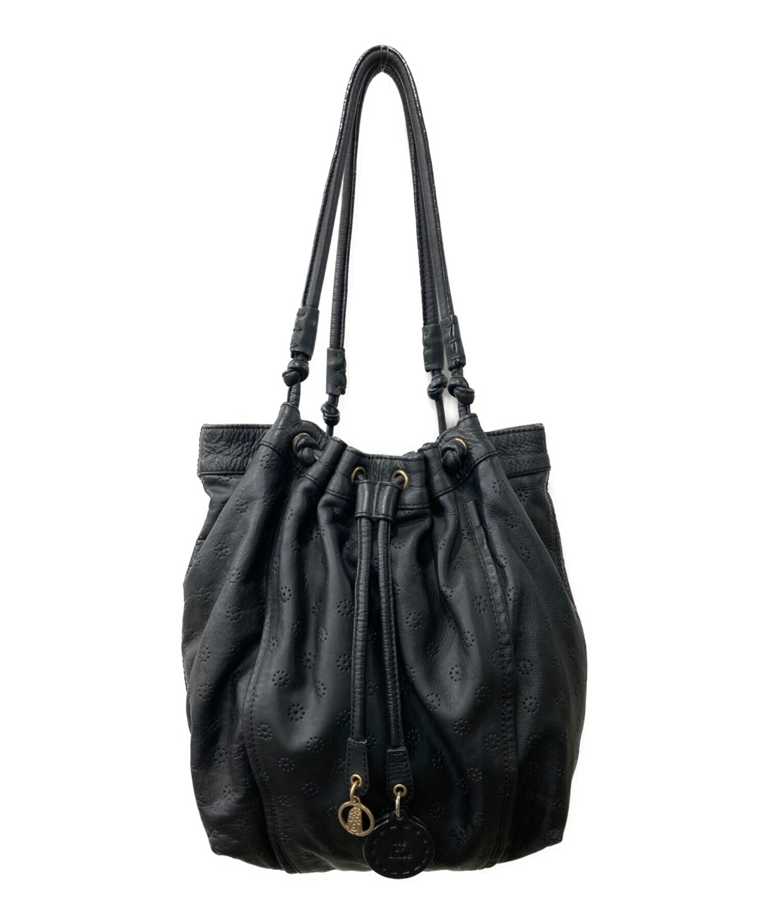 SEE BY CHLOÉ 黒レザー バッグ 中古・古着通販】SEE BY CHLOE (シーバイクロエ) 巾着型レザートート