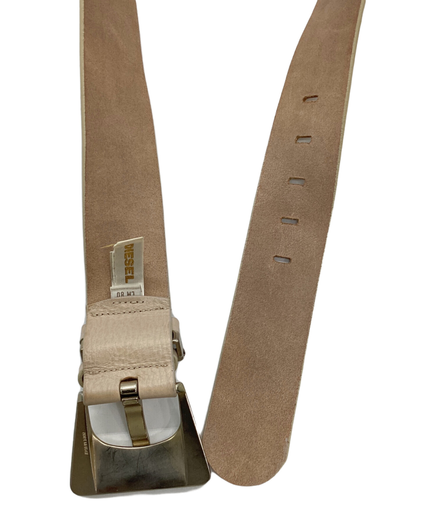 中古・古着通販】DIESEL (ディーゼル) ロゴレザーベルト アイボリー