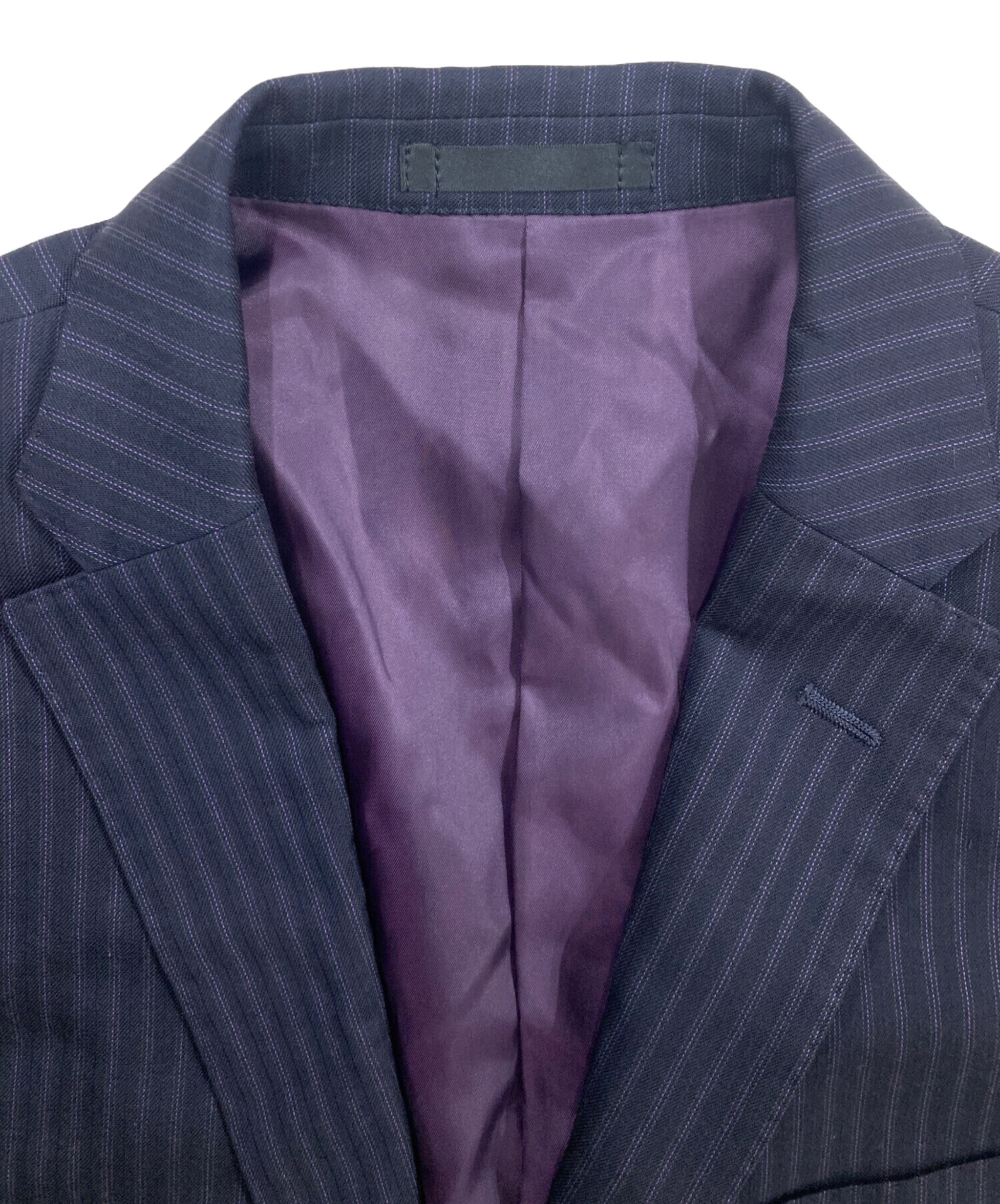 さ Burberry BLACK LABEL パープルストライプ スーツ 中古・古着通販】BURBERRY BLACK LABEL (バーバリーブラックレーベル