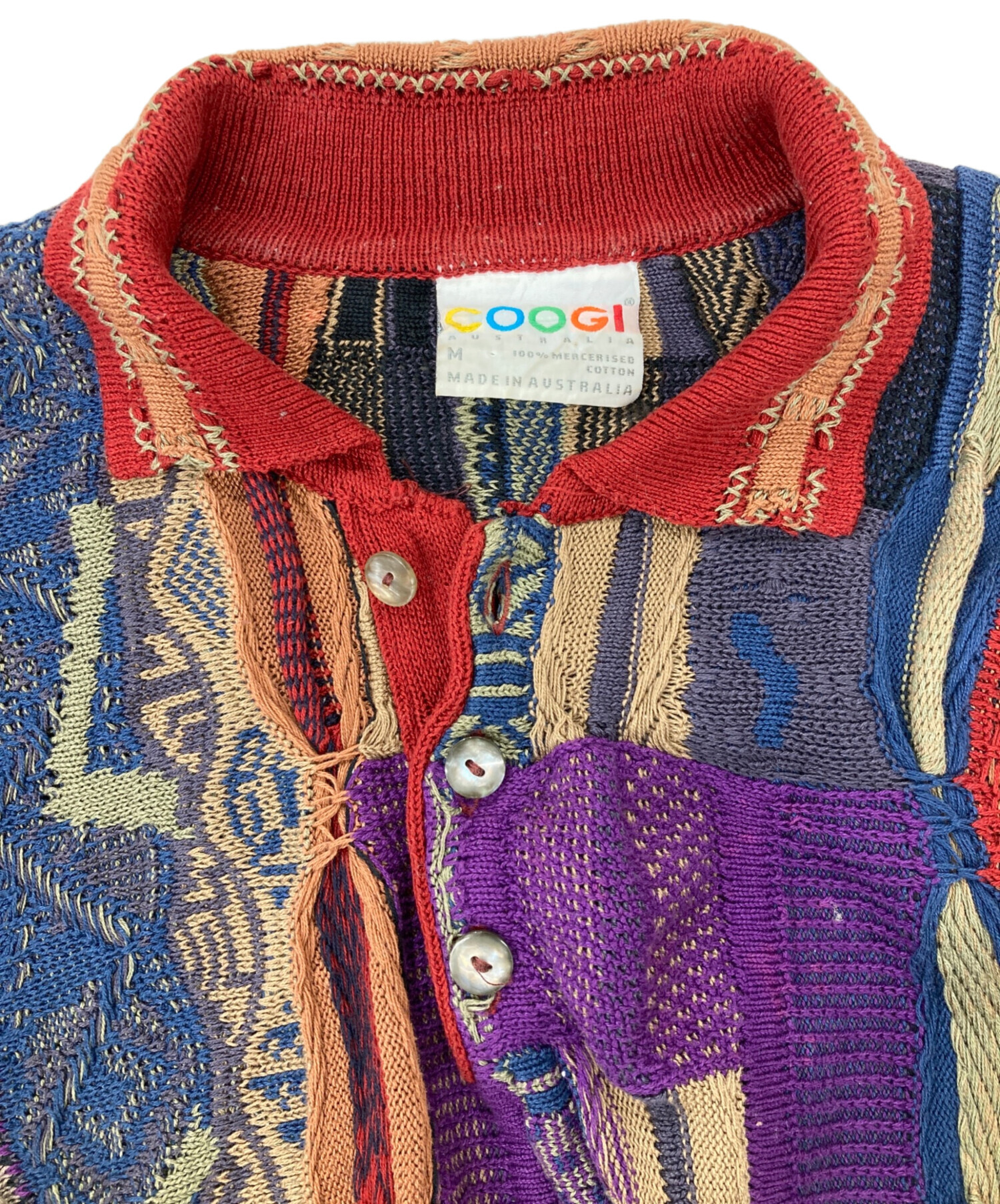 中古・古着通販】Coogi (クージー) 90s/3Dポロニット レッド サイズ:M
