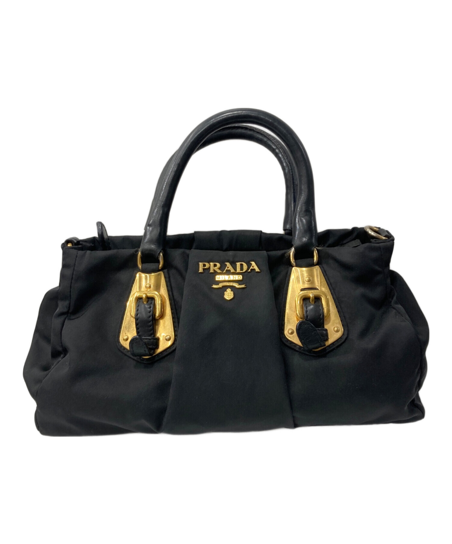 PRADA ナイロンハンドバッグ　中古 中古・古着通販】PRADA (プラダ) ナイロンハンドバッグ ブラック