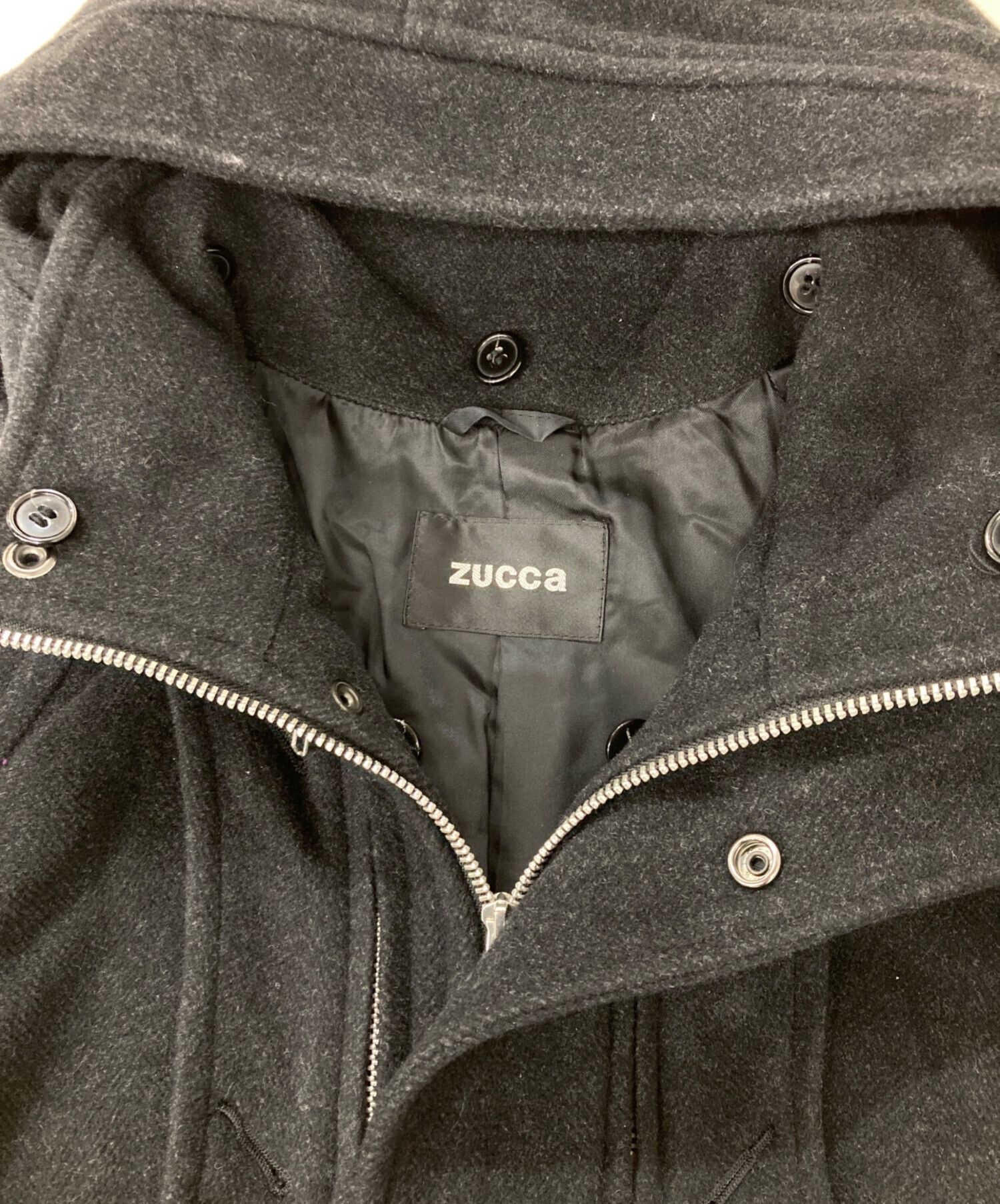 中古・古着通販】ZUCCA (ズッカ) フーデッドハーフコート ブラック