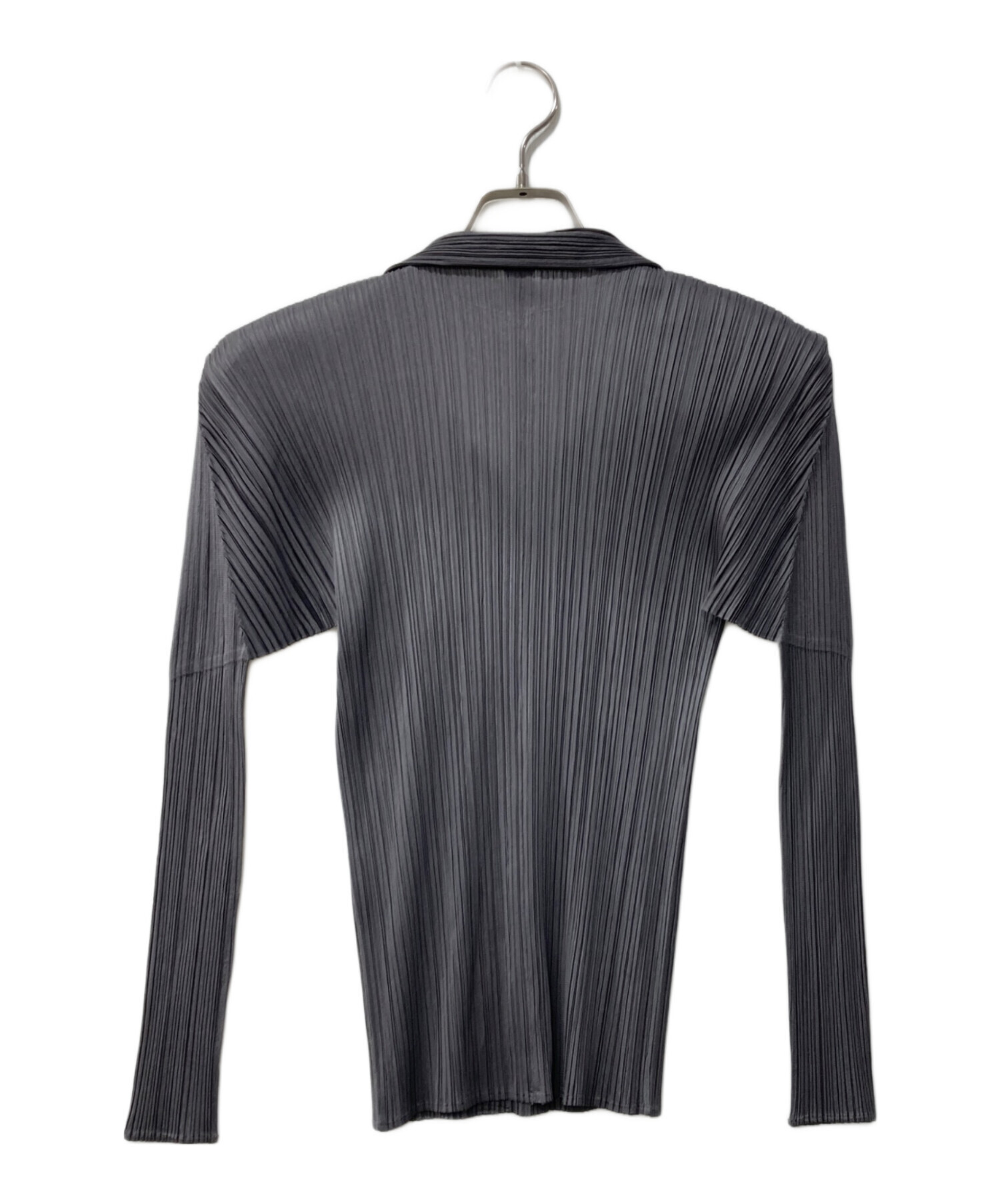 PLEATSPLEASE プリーツデザイン 長袖カーディガン グレーと黒 中古・古着通販】PLEATS PLEASE (プリーツプリーズ) プリーツ