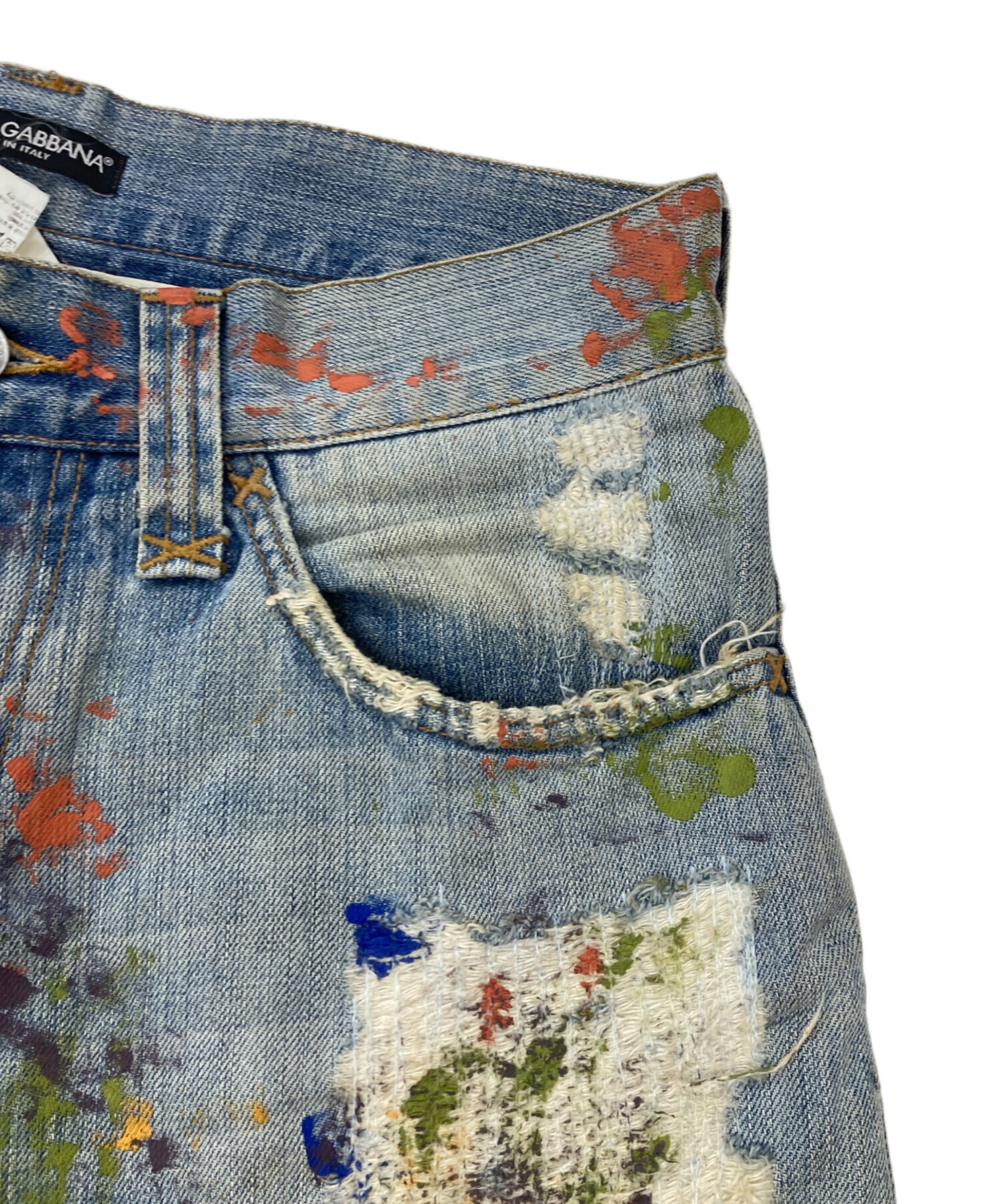 D&G ダメージデニムパンツ　ペイント　ペンキ　加工　ドルガバ　ジーンズ 中古・古着通販】DOLCE & GABBANA (ドルチェ＆ガッバーナ) ペイント