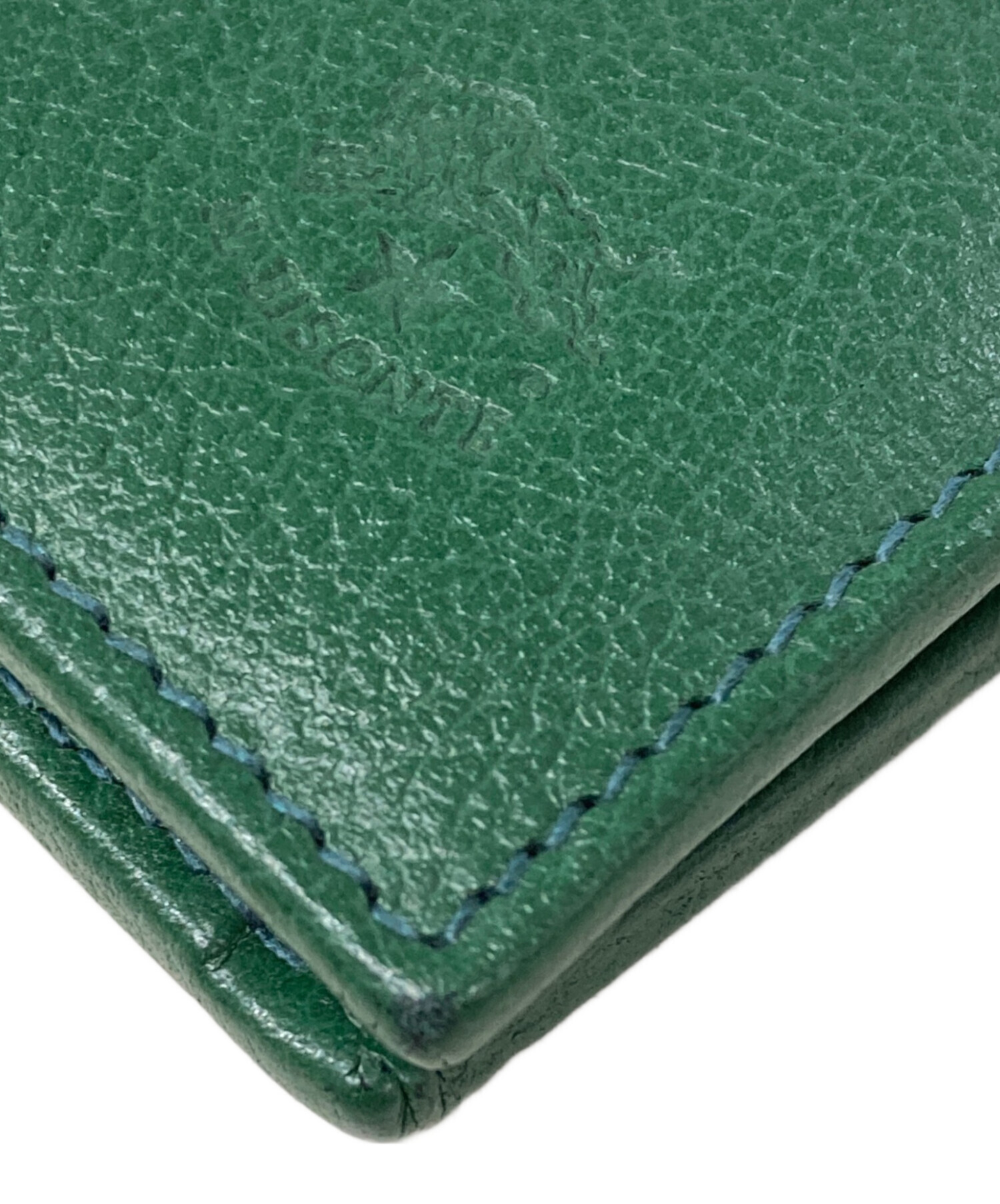 C*a様 【美品】イルビゾンテ 二つ折り財布 グリーン メンテナンス済 中古・古着通販】IL BISONTE (イル ビゾンテ) 2つ折り財布 グリーン