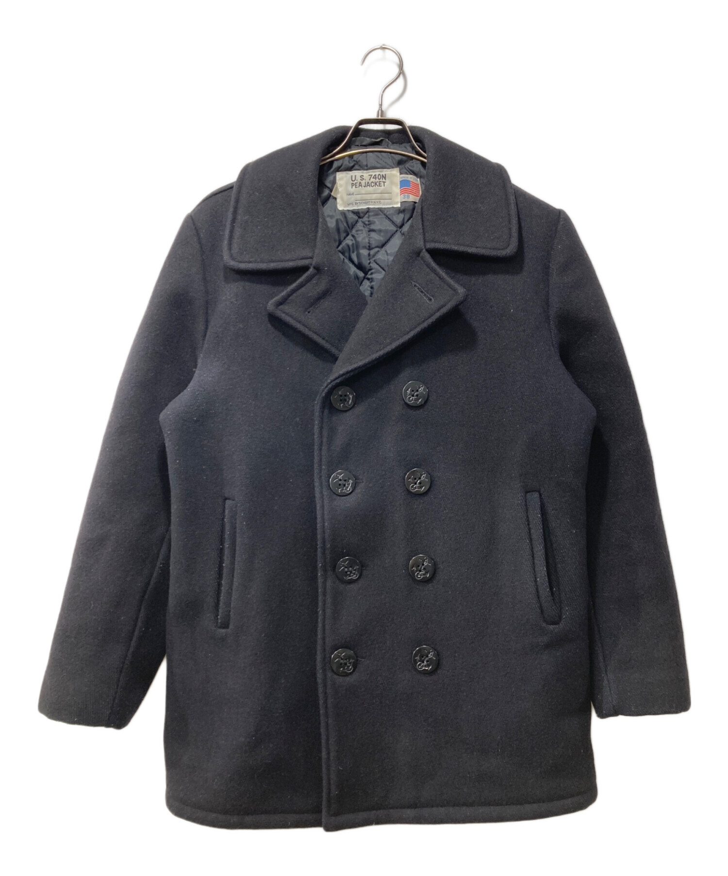 U.S. 740N Pea Jacket ブラック 38 中古・古着通販】Schott (ショット) Pコート/U.S.740N PEA JACKET