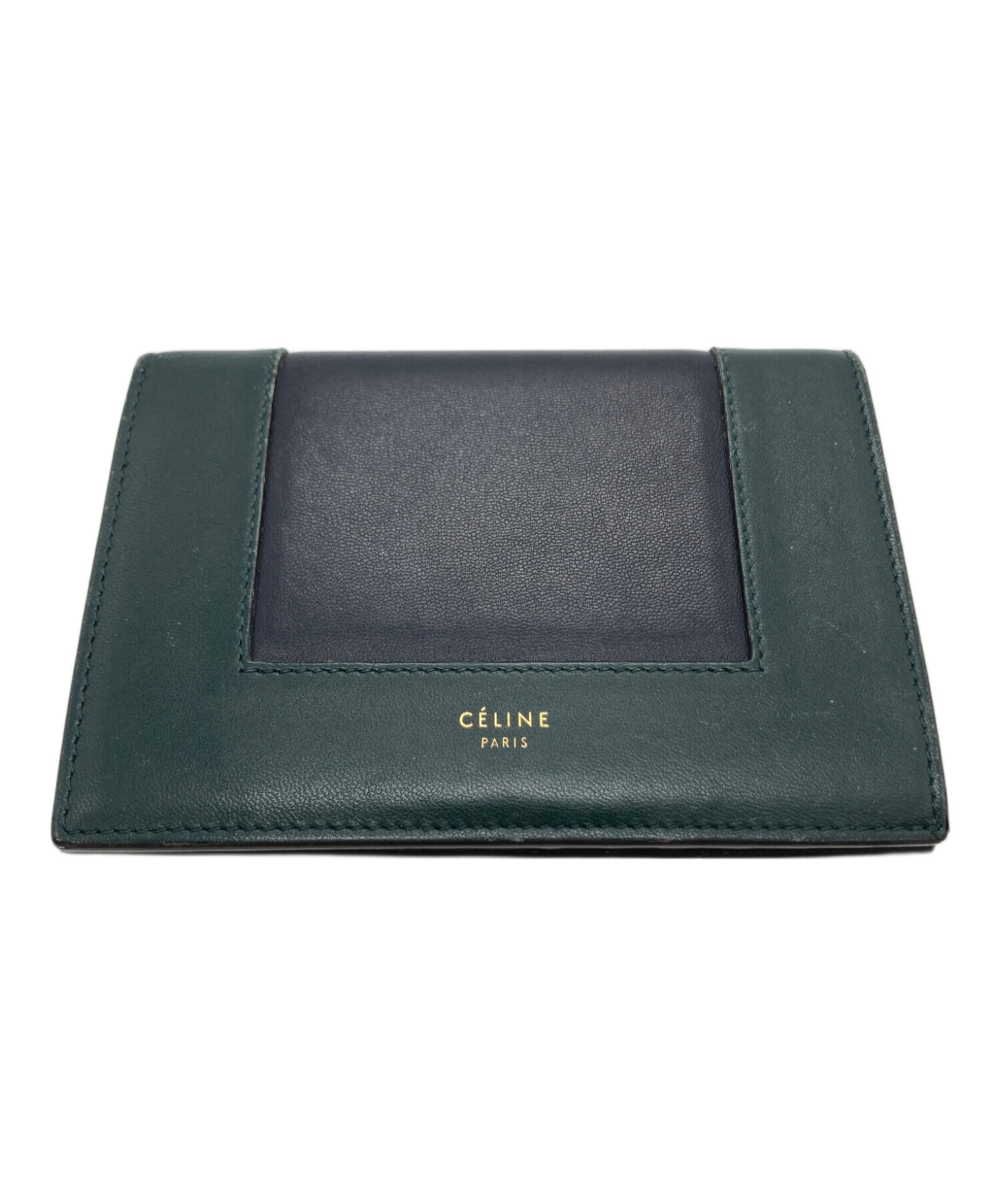 中古・古着通販】CELINE (セリーヌ) 2つ折り財布 グリーン×ネイビー 