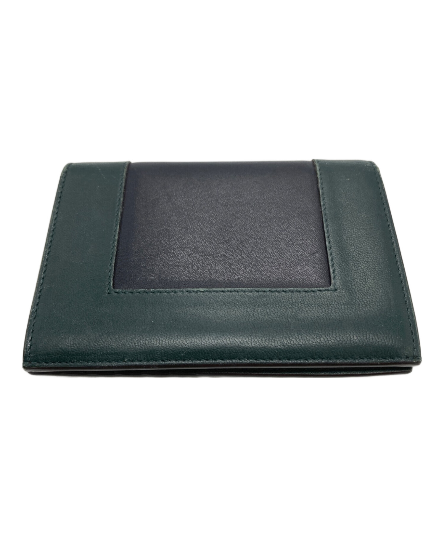 中古・古着通販】CELINE (セリーヌ) 2つ折り財布 グリーン×ネイビー 