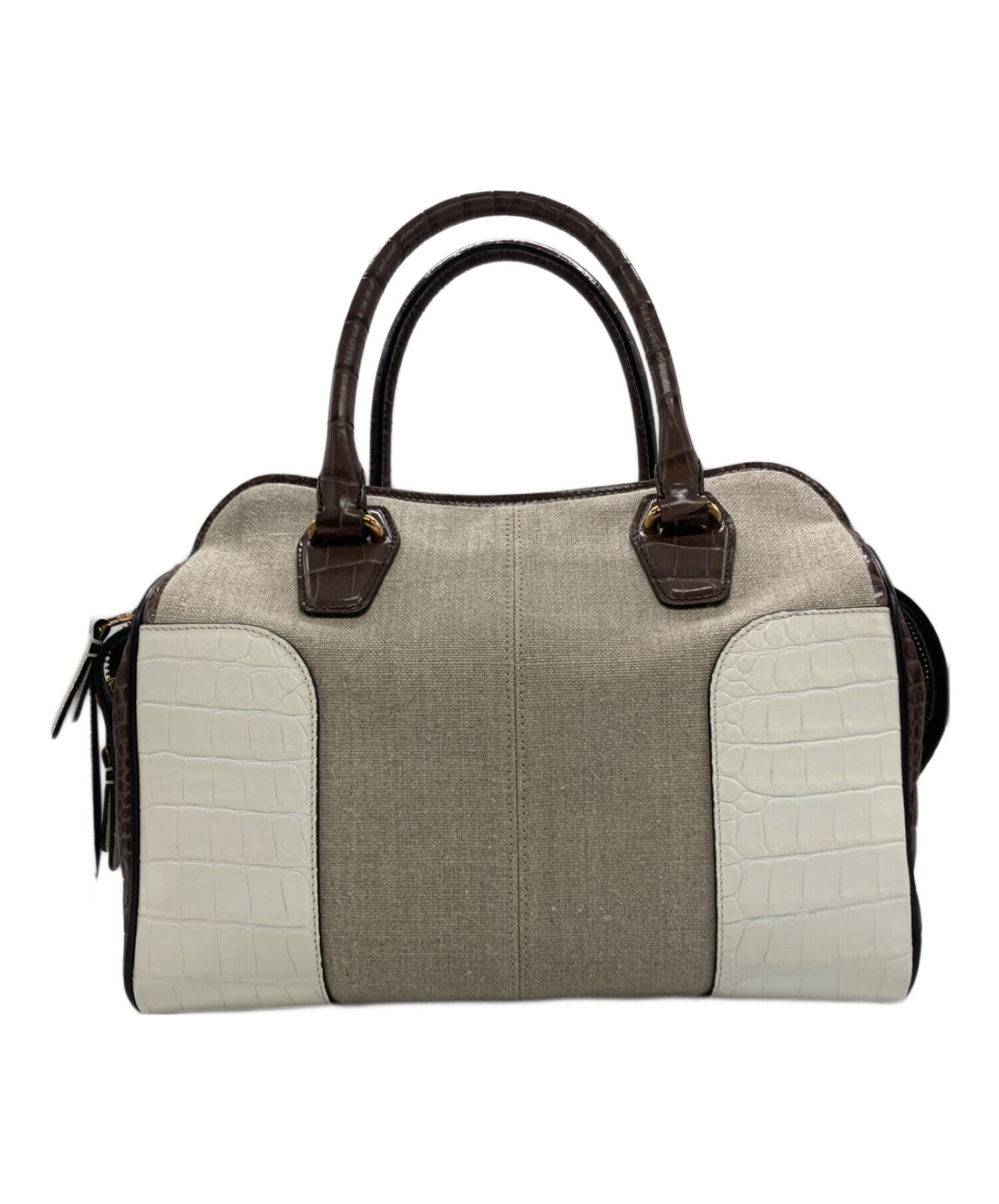 トッズ クロコ型押し 2WAY ハンドバッグ トート ベージュ系 ●⑰a 中古・古着通販】TOD'S (トッズ) クロコ型押し2WAYショルダーバッグ