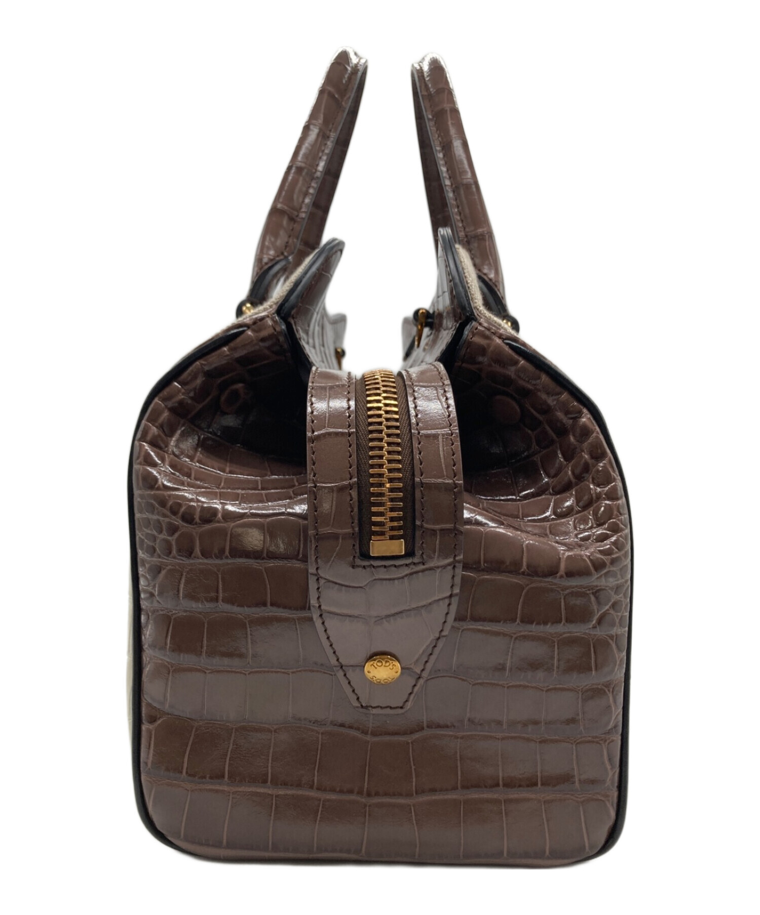 トッズ クロコ型押し 2WAY ハンドバッグ トート ベージュ系 ●⑰a 中古・古着通販】TOD'S (トッズ) クロコ型押し2WAYショルダーバッグ