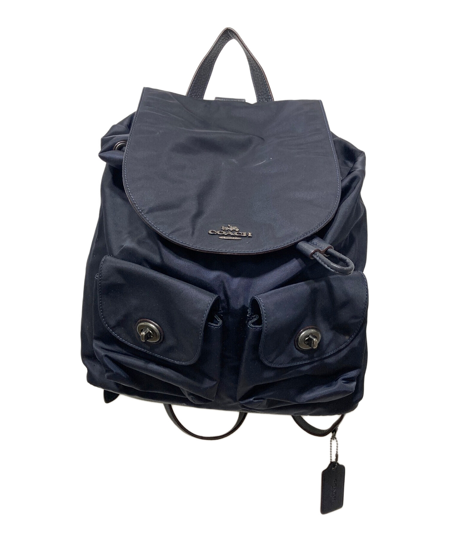 中古・古着通販】COACH (コーチ) ナイロンリュック ネイビー 中古・古着通販】COACH (コーチ) ナイロンリュック ネイビー