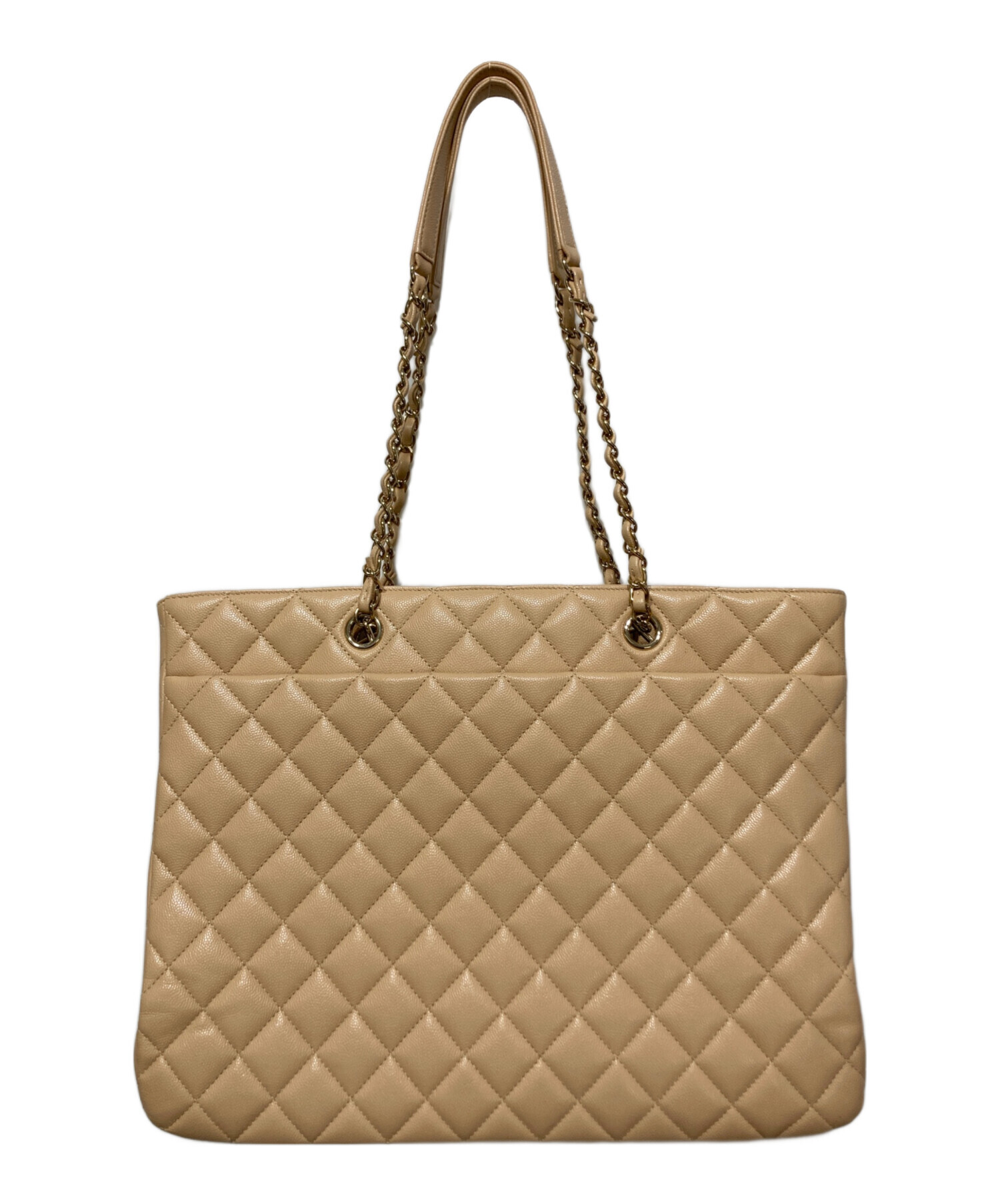 中古・古着通販】CHANEL (シャネル) チェーントートバッグ ベージュ