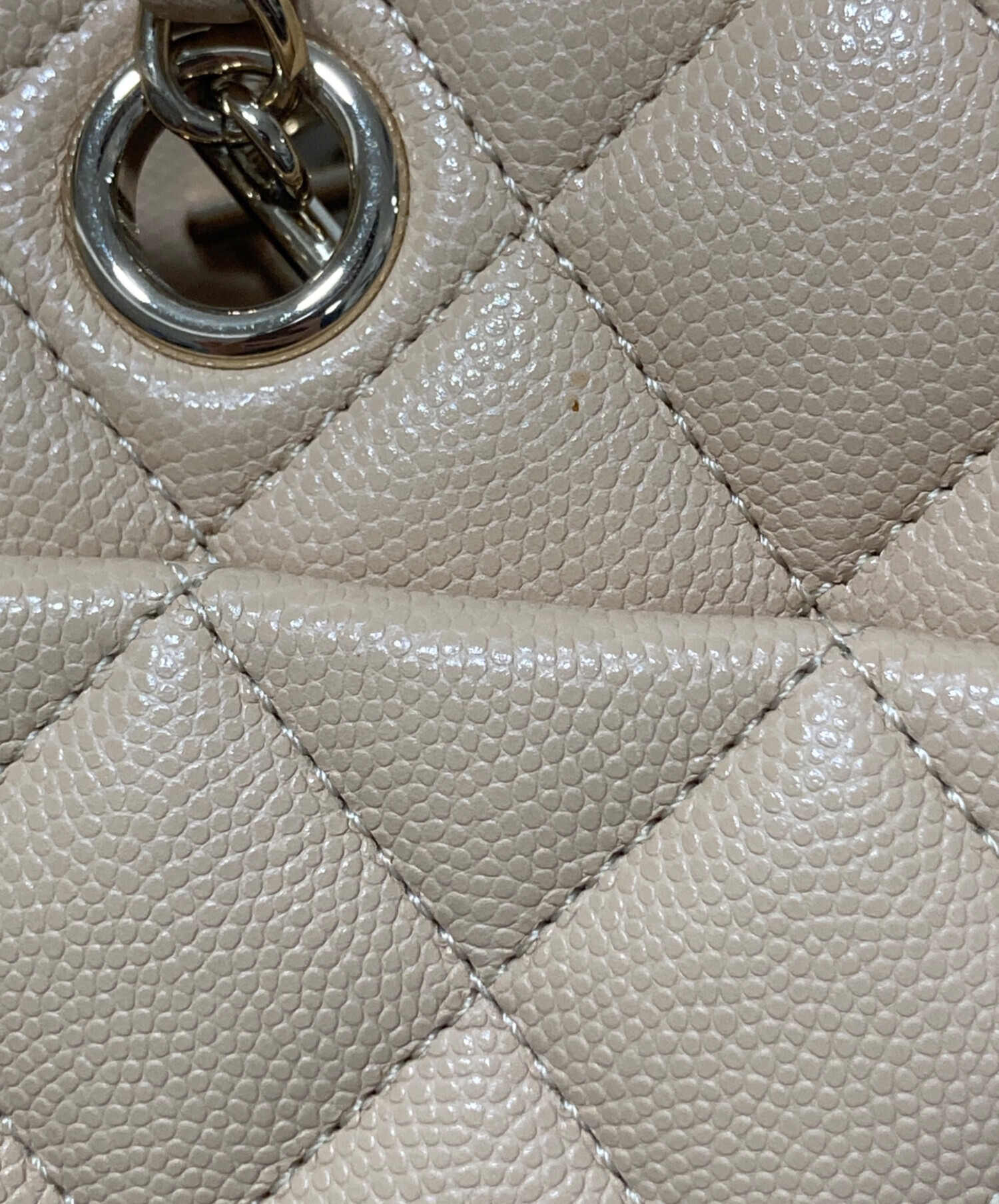 CHANEL ベージュ チェック柄 トートバッグ シャネル(Chanel) 花柄 レディース キャンバス,レザー ハンドバッグ