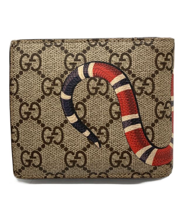 GUCCI スネークレザープリント 財布 中古・古着通販】GUCCI (グッチ) スネークプリント2つ折り財布
