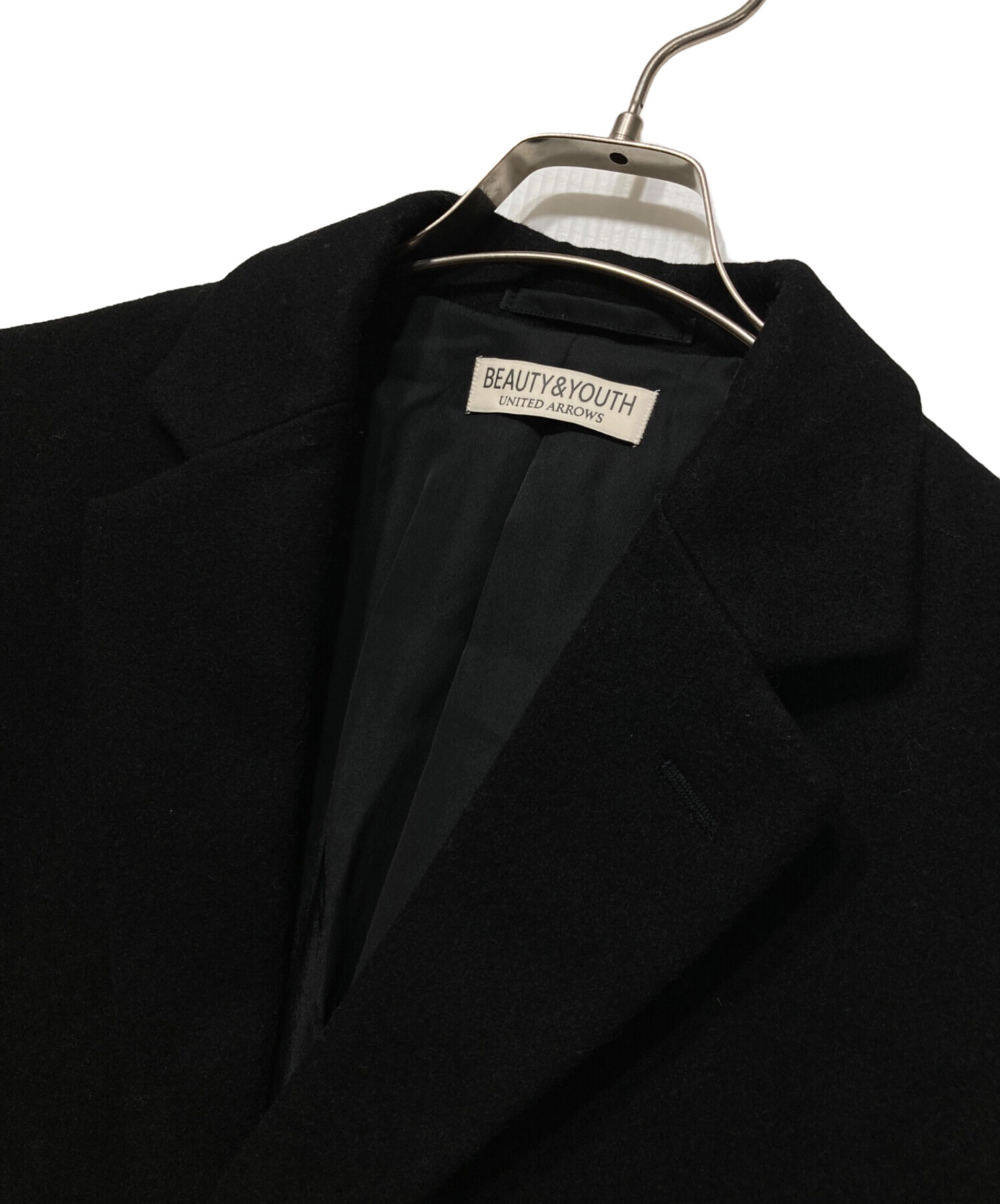BEAUTY&YOUTH UNITED ARROWS チェスターコート黒中古美品 BEAUTY＆YOUTH UNITED ARROWS 「BEAUTY&YOUTH ARROWS」 チェスター