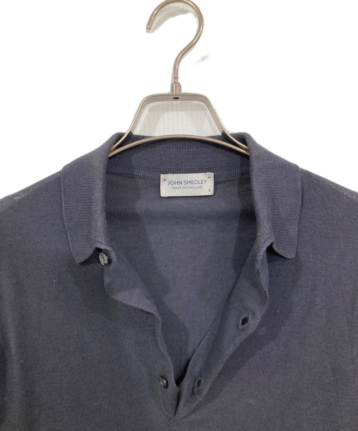 JOHN SMEDLEY グレー 半袖ポロシャツ　古着　緑タグ クリックポスト198円も可】USED JOHN SMEDLEY ジョンスメドレー シー