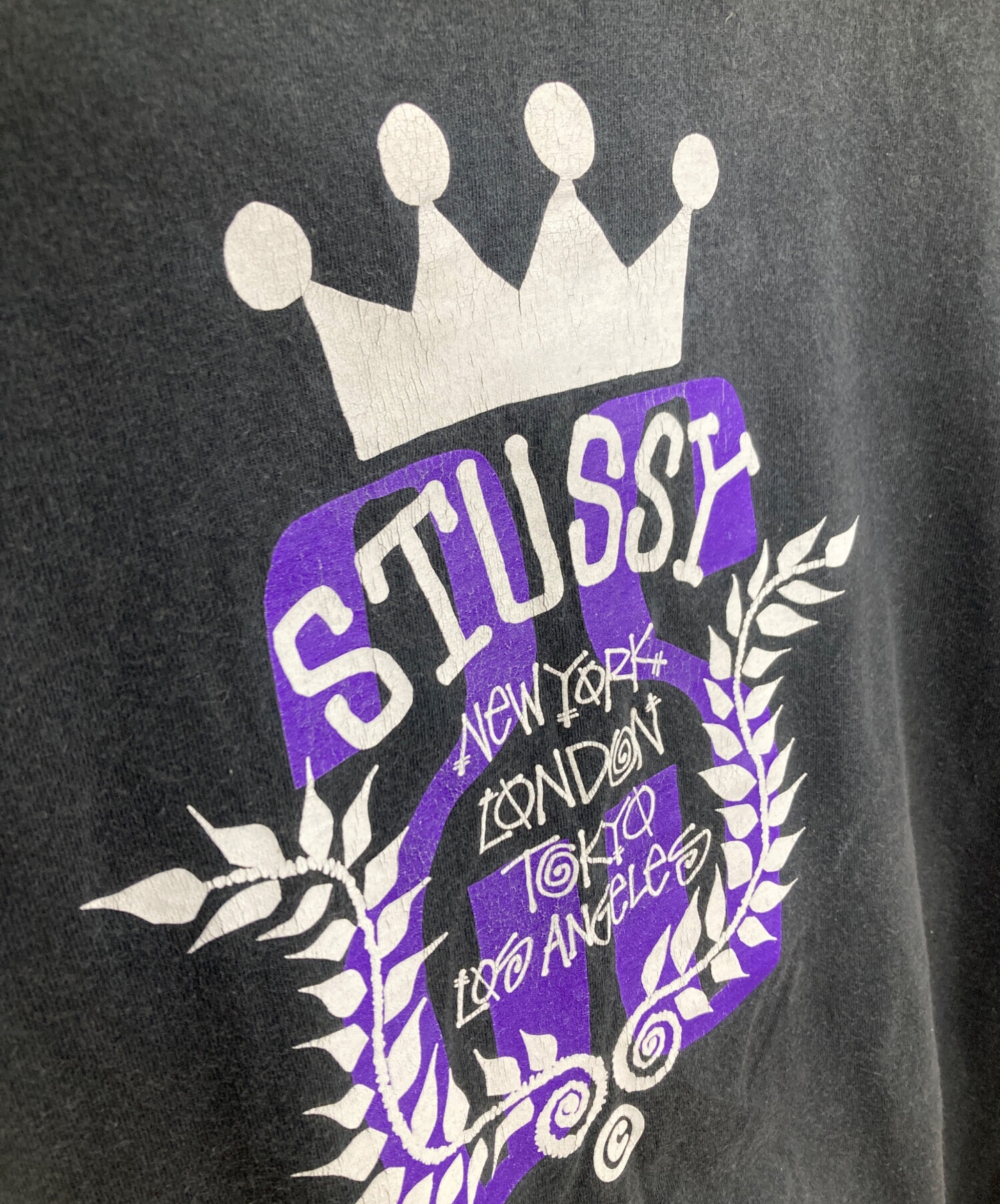 中古・古着通販】stussy (ステューシー) クラウンロゴプリントTシャツ 