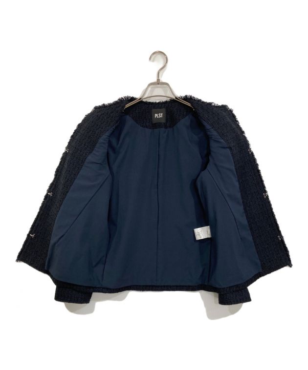 中古・古着通販】PLST (プラステ) ツイードジャケット ネイビー サイズ